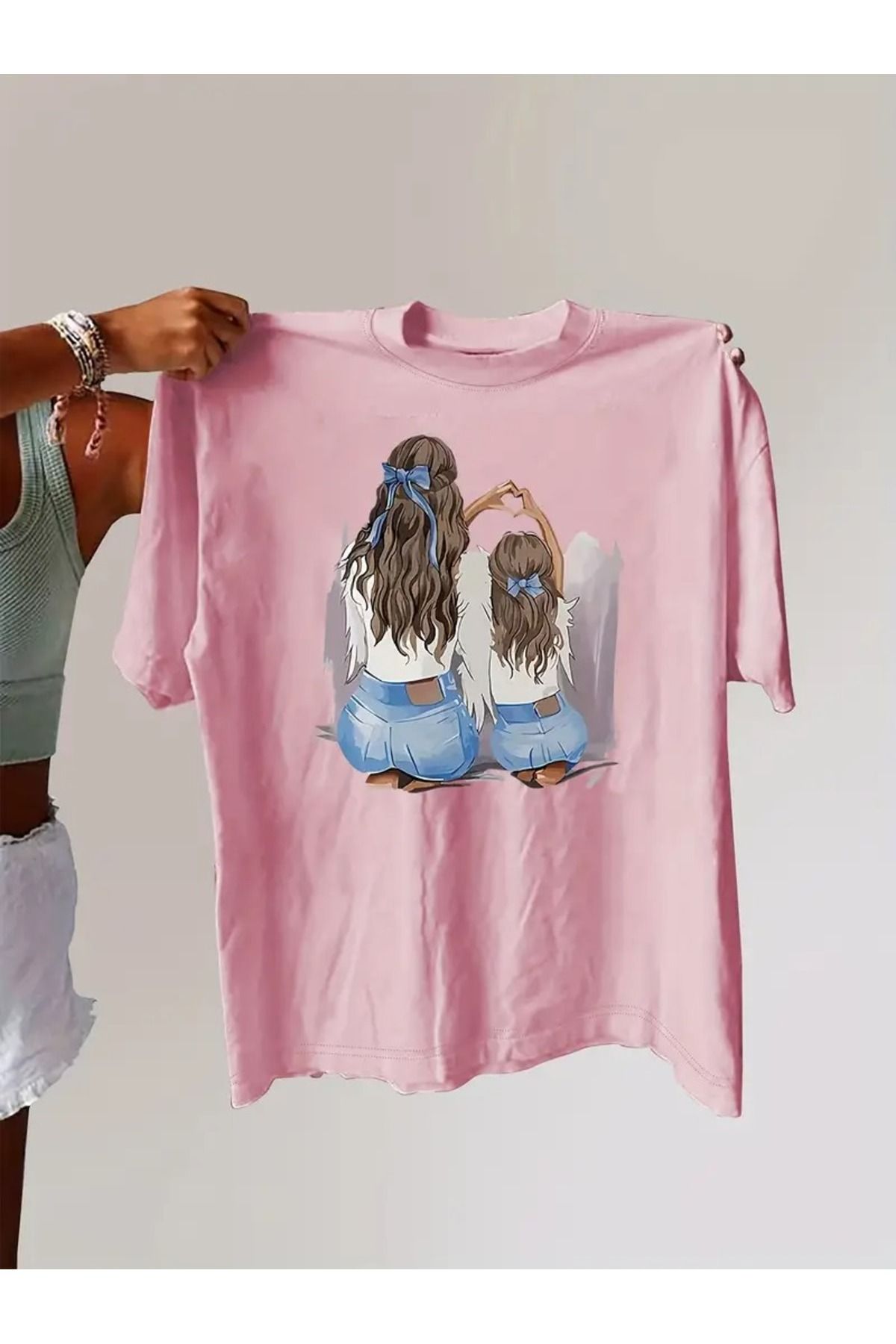 WOODROFFE Tricou Oversize Cu Imprimeu Tematic Pentru Femei, Mama Si Fiica Femeie - XL