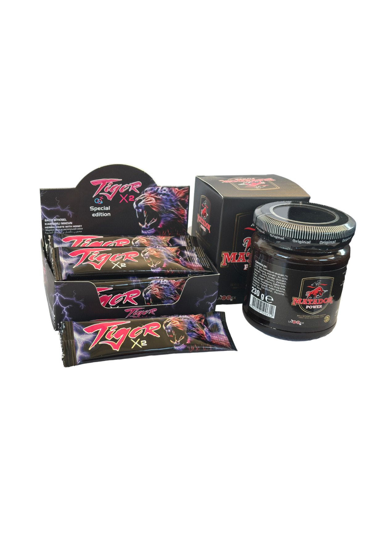 tigerX TİGER X2 12 ADET 10 GR, MATADOR POWER 230 GR KAVANOZ MACUN