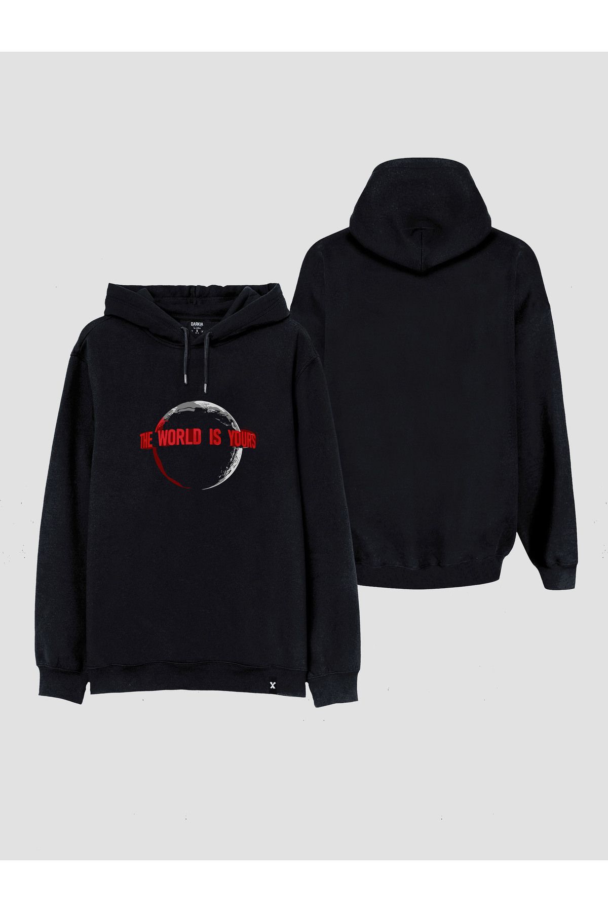 sielta Scarface Yaralı Yüz Baskılı Kapşonlu Unisex Siyah Sweathsirt Hoodie