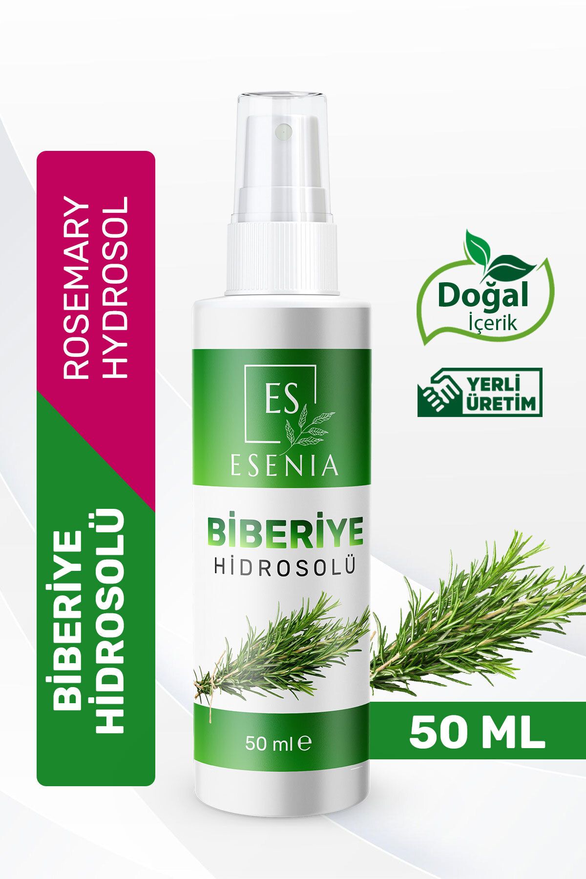 ESENIA Biberiye Hidrosol Suyu Dökülme Karşıtı Güçlendirici Ve Hızlı Saç Uzatma Etkili Saf Saç Toniği 50 ml