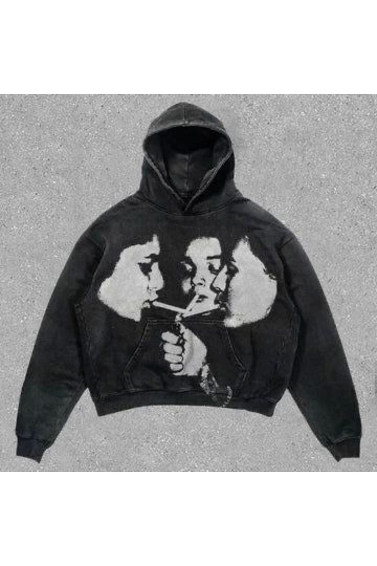 Violon Smoking Woman Siyah Kapüşonlu Oversize Unisex Sweatshirt