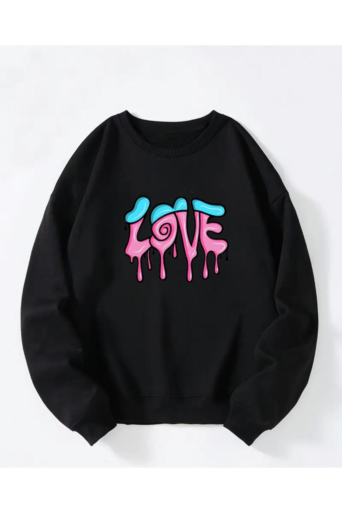 DWN WEAR Love Baskılı 3 İplik Sweatshirt