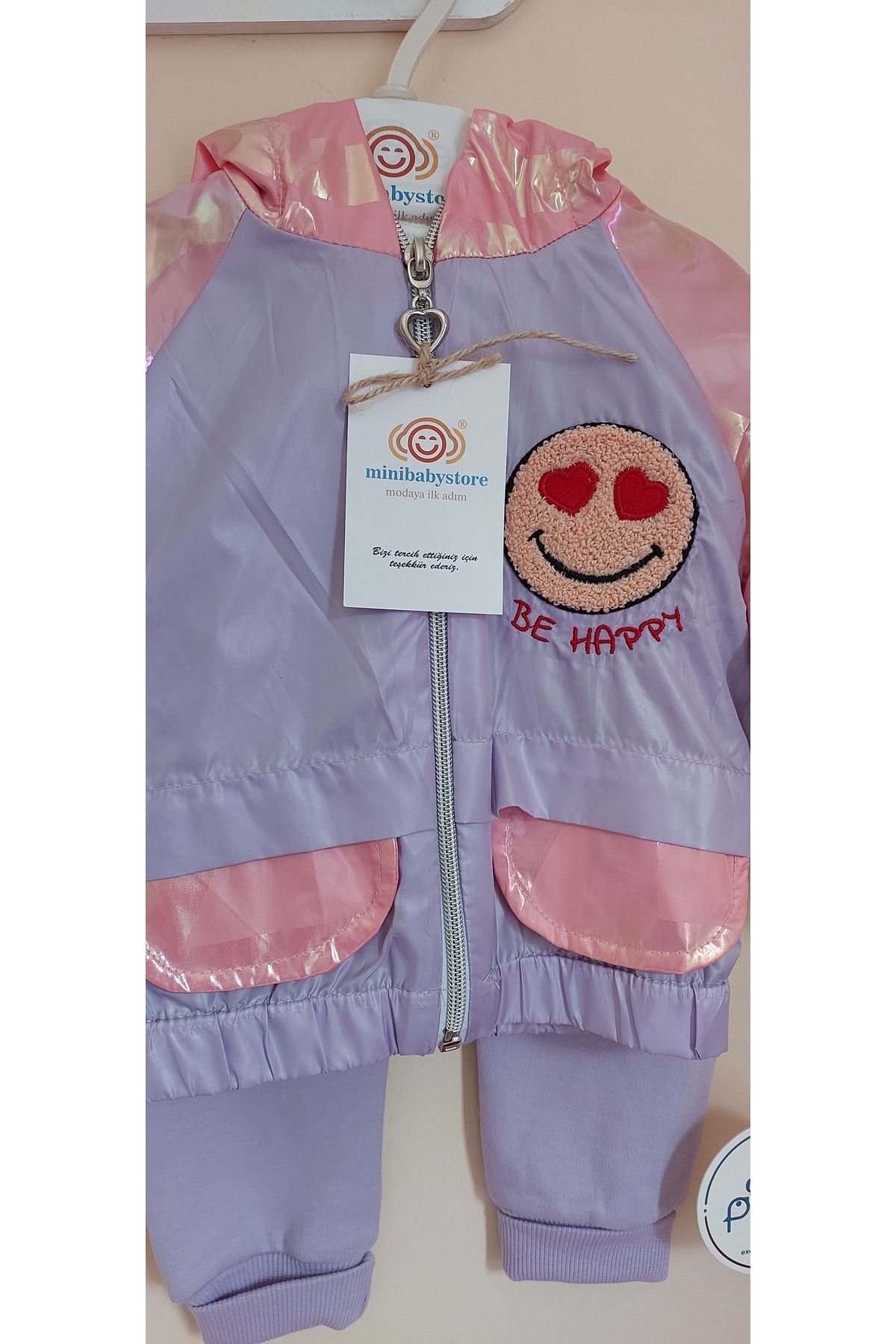 minibabystore Kız bebek Kapüşonlu Yağmurluk alt üst takım