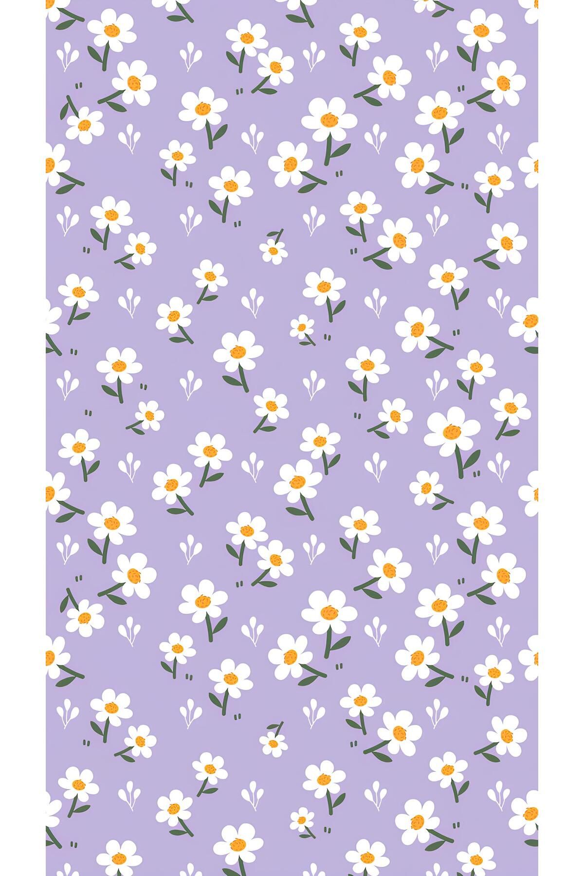 Rana İkra Art-Purple Color Daisy Themed Gift Wrap Paper (10 Pieces) (32.9*50 cm) 1
