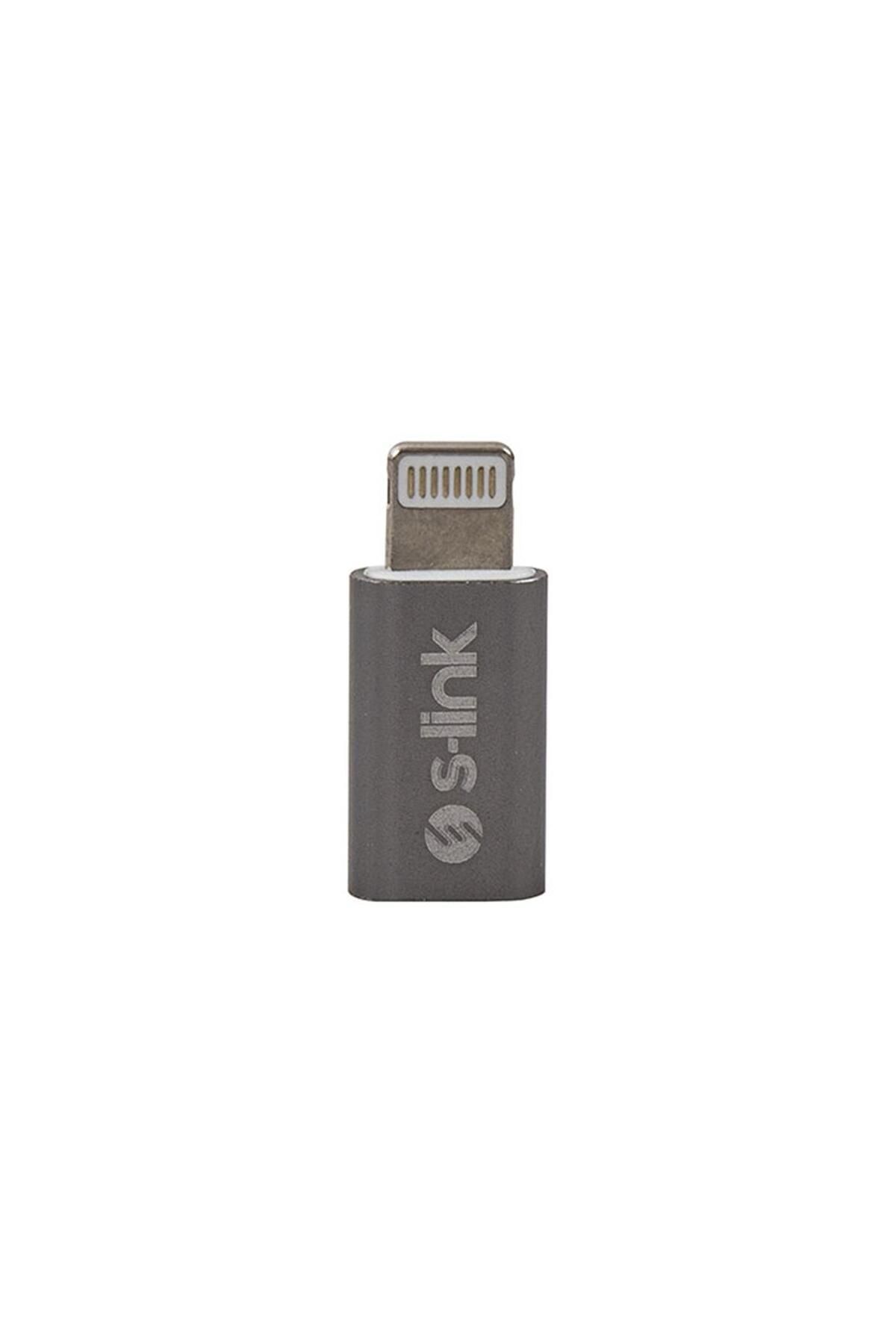 S-LINK Gümüş Metal Gövde MicroUSB 5pin F to Lightning M Çevirici