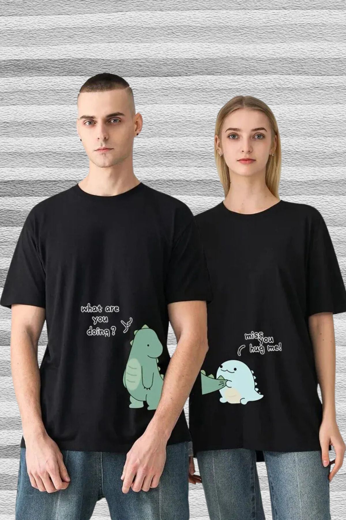 FECCY Pamuklu 2 Adet Tir Harajuku Style Çift Sevgili Kombinleri Couple Clothing Yeni Sezon