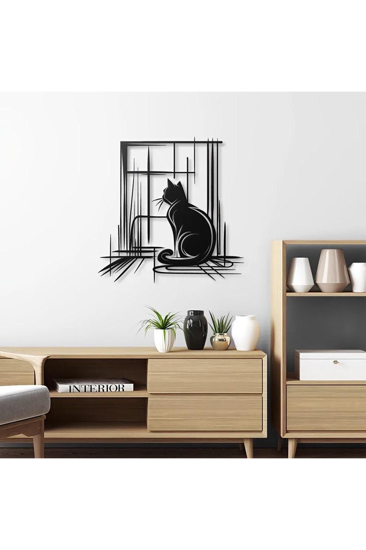 waysell Metal Duvar Tablosu Kedi Temalı 40 x 40 Ölçülerinde