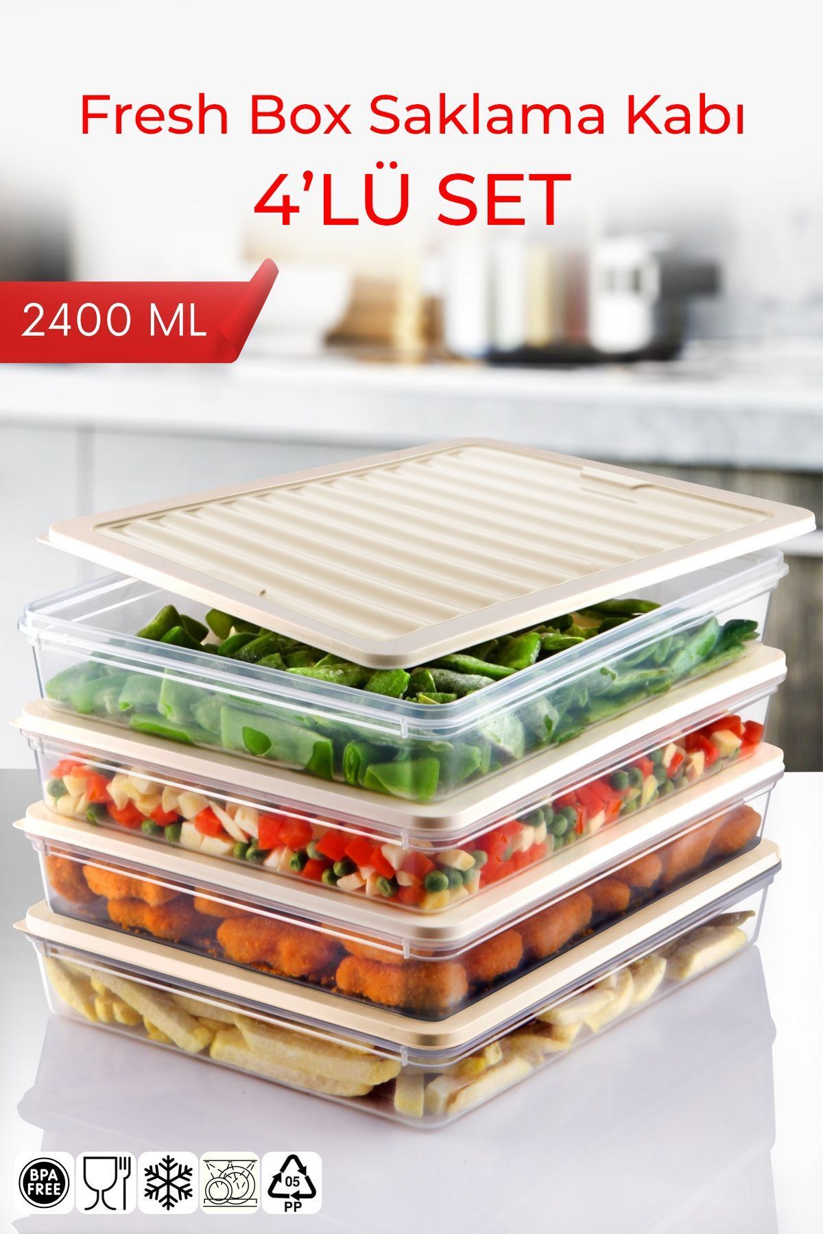 Genel Markalar Dayanıklı 4'lü Saklama Kabı Seti - Mikrodalga ve