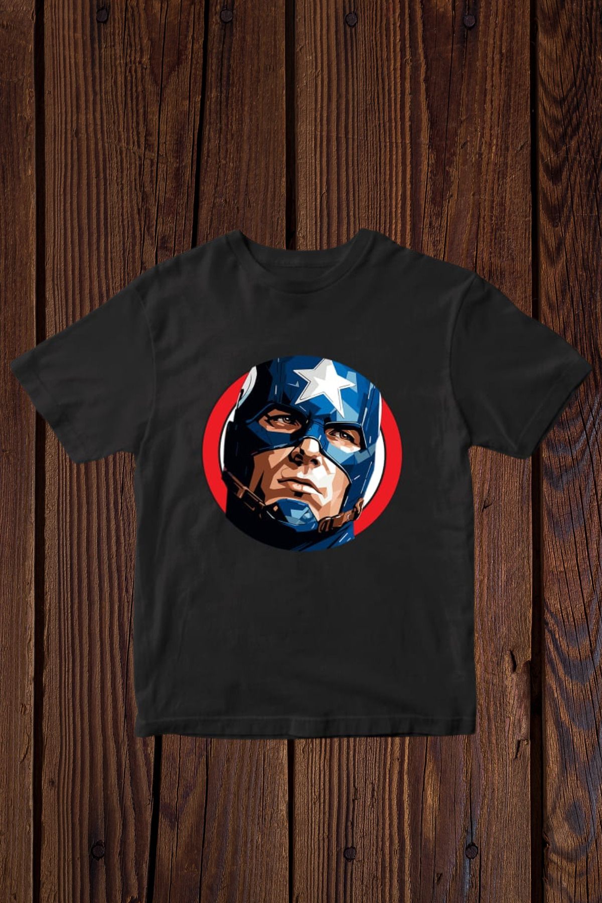 FECCY Pamuklu Captain America Baskılı Oversize T-shirt