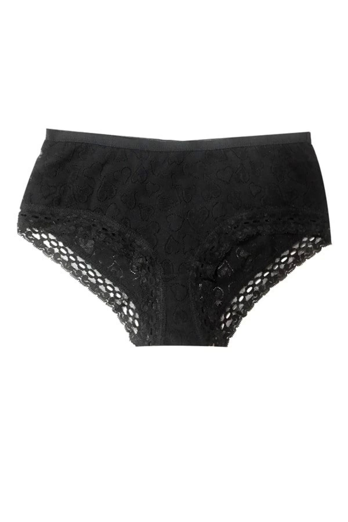 Mulvix Mulvxbrf Brf02 Şahinler Kadın İçin Dantel Kenarlı Siyah Renk Bikini Külot Kod B722 (Mulvix)