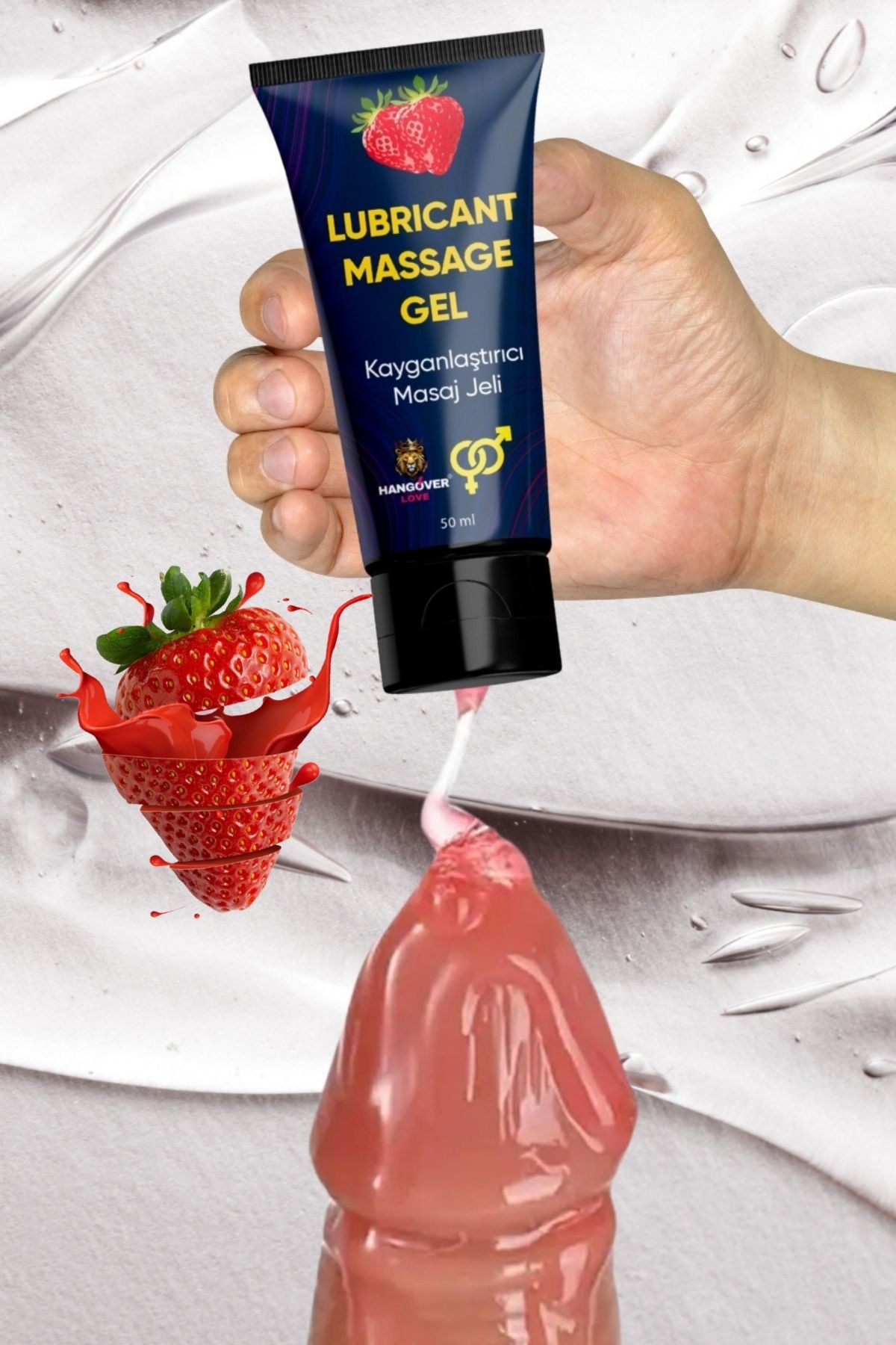 Hangover Love Etkili Kayganlaştırıcı Masaj Jeli Su Bazlı Çilek Aromalı Ekstra Etkili A-Kalite