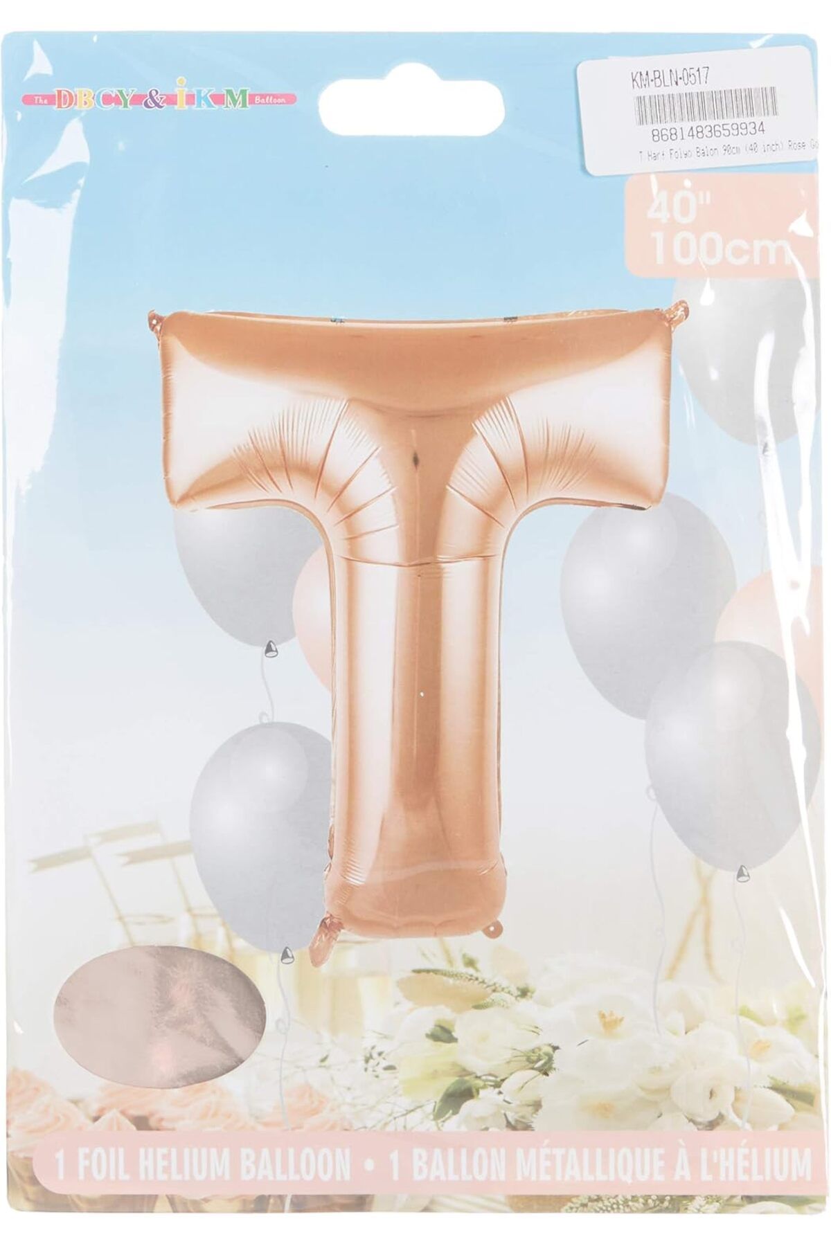 NcK At Market T Harf Folyo Balon 90cm (40 inch) Rose Gold 1 Adet