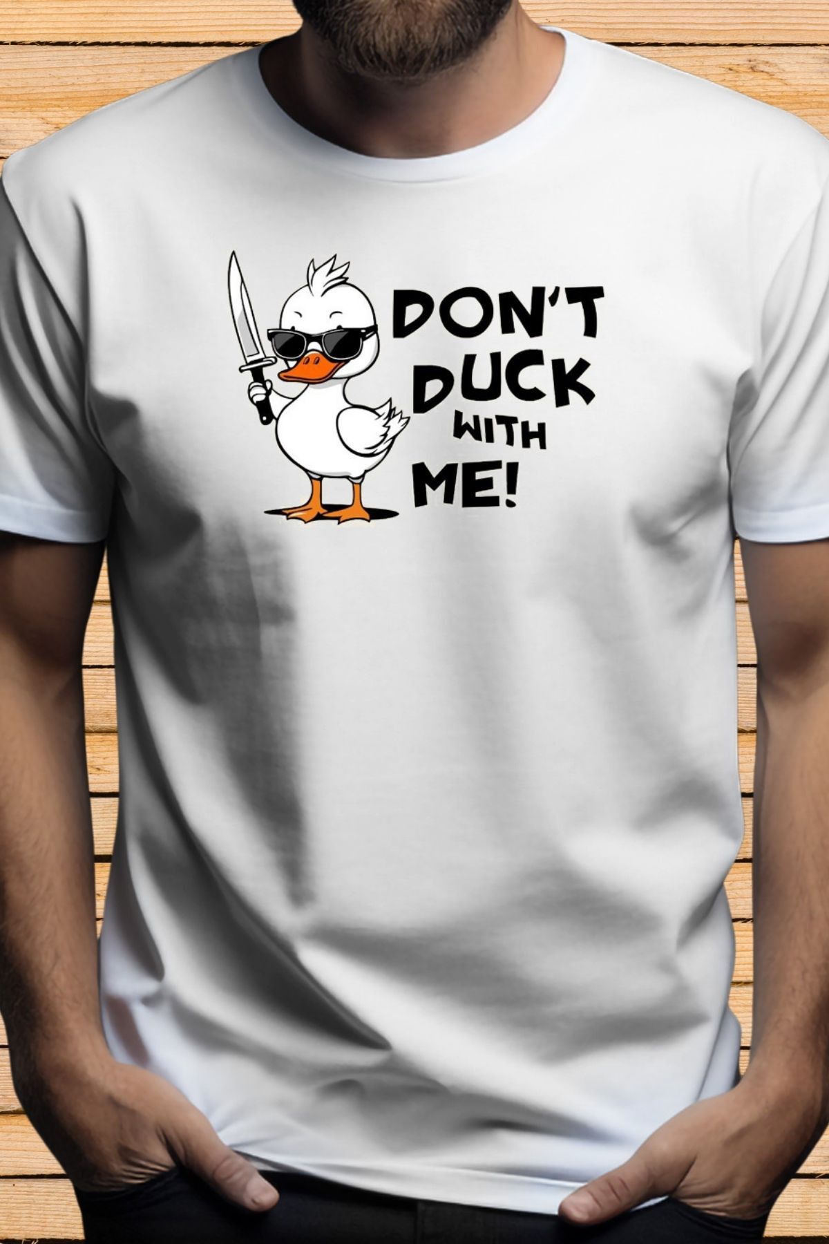 FECCY Pamuklu Don’t Duck With Me Baskılı Oversize T-shirt