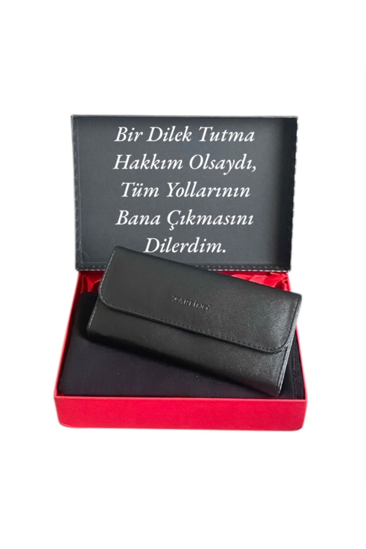 Carlino Kadın Hediye Siyah Cüzdan -penye Şal