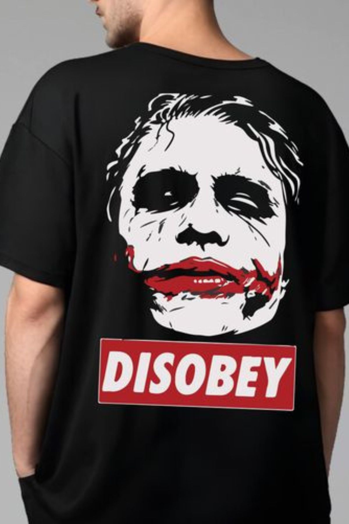 FECCY Pamuklu Disobey Baskılı Oversize T-shirt