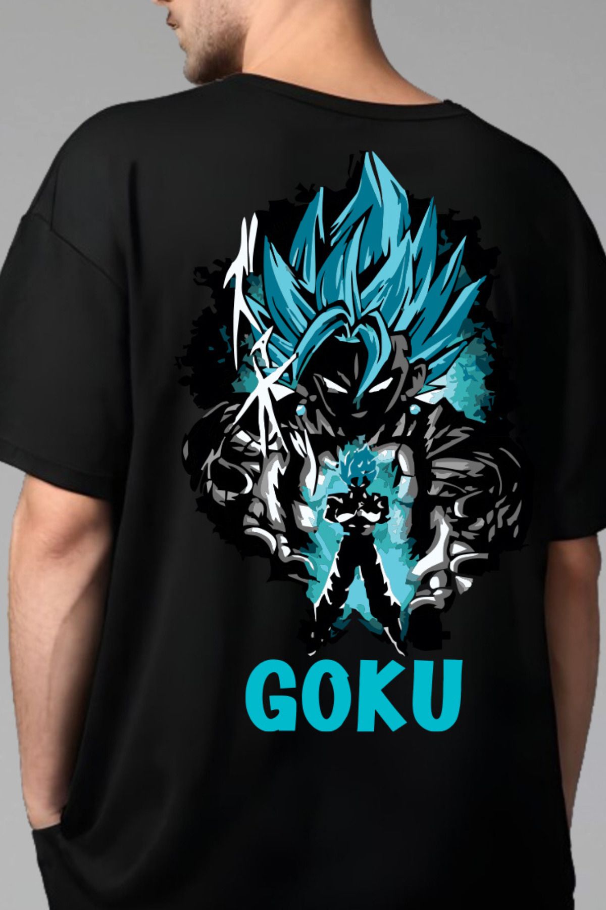 FECCY Pamuklu Goku Baskılı Oversize T-shirt