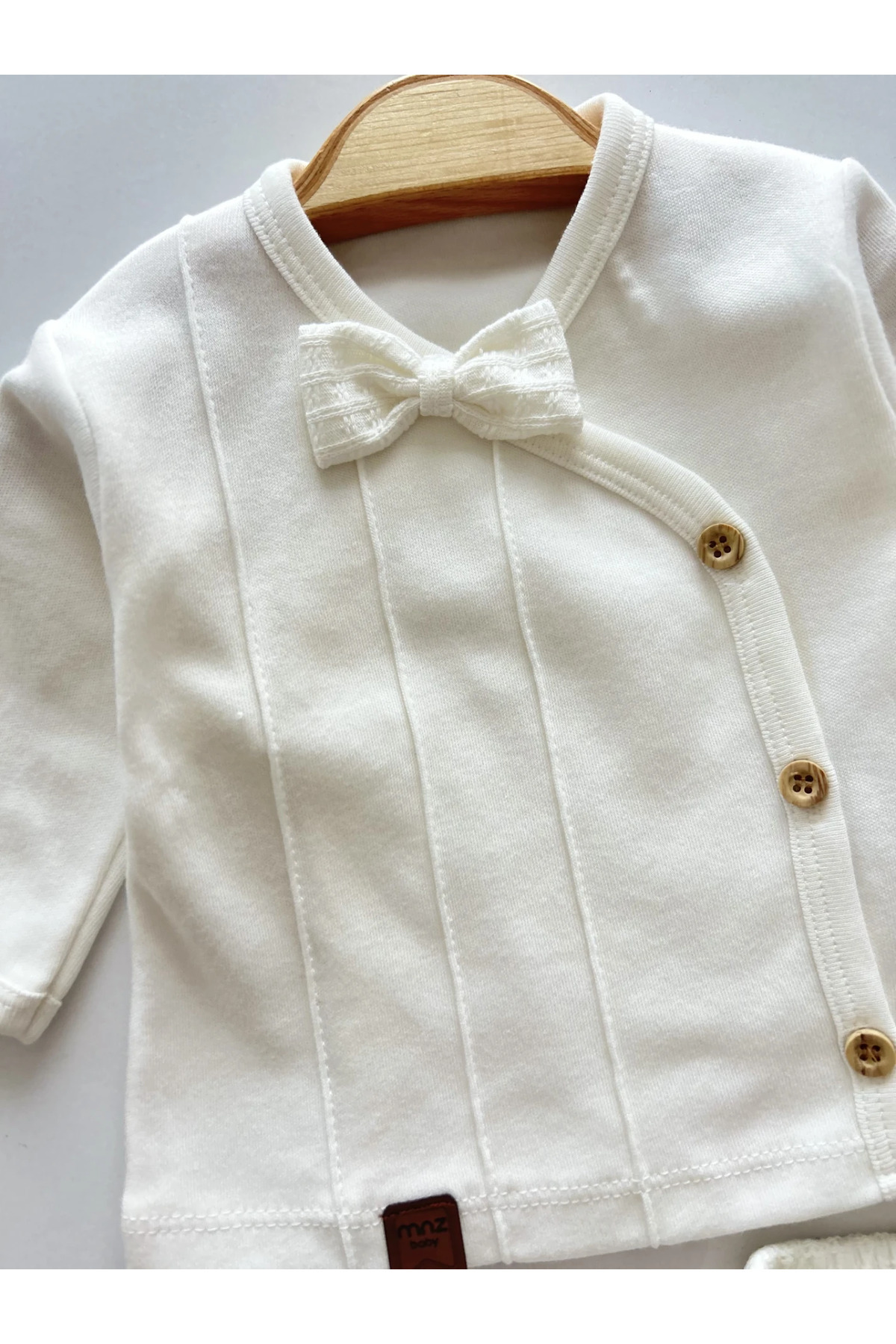 MİNİZEYN TEKSTİL 5'li Nervürlü, Papyonlu Yenidoğan Hastane Çıkış Seti,%100 Pamuklu Bebek Zıbın Seti Mevlüt Takımı fotoğrafı 4 (önizleme)