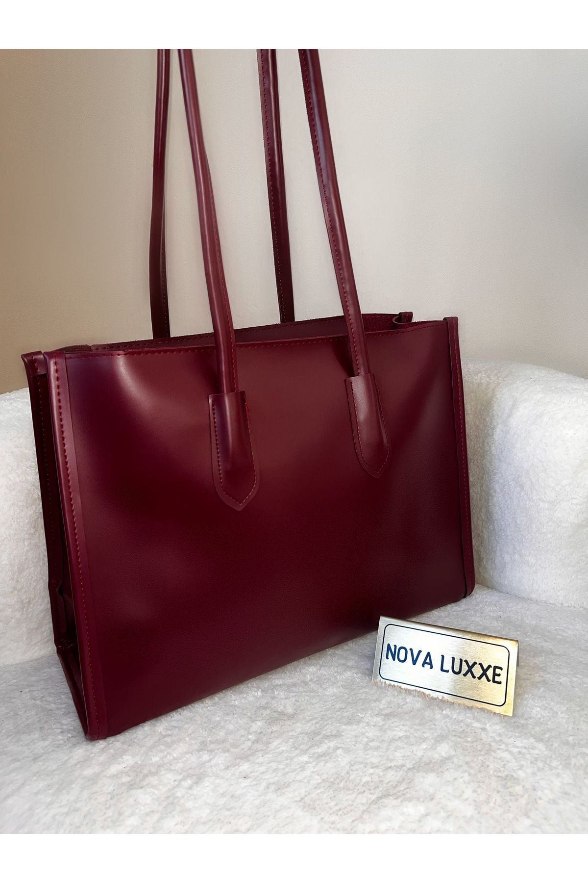 Nova luxxe Sara model parlak deri bordo