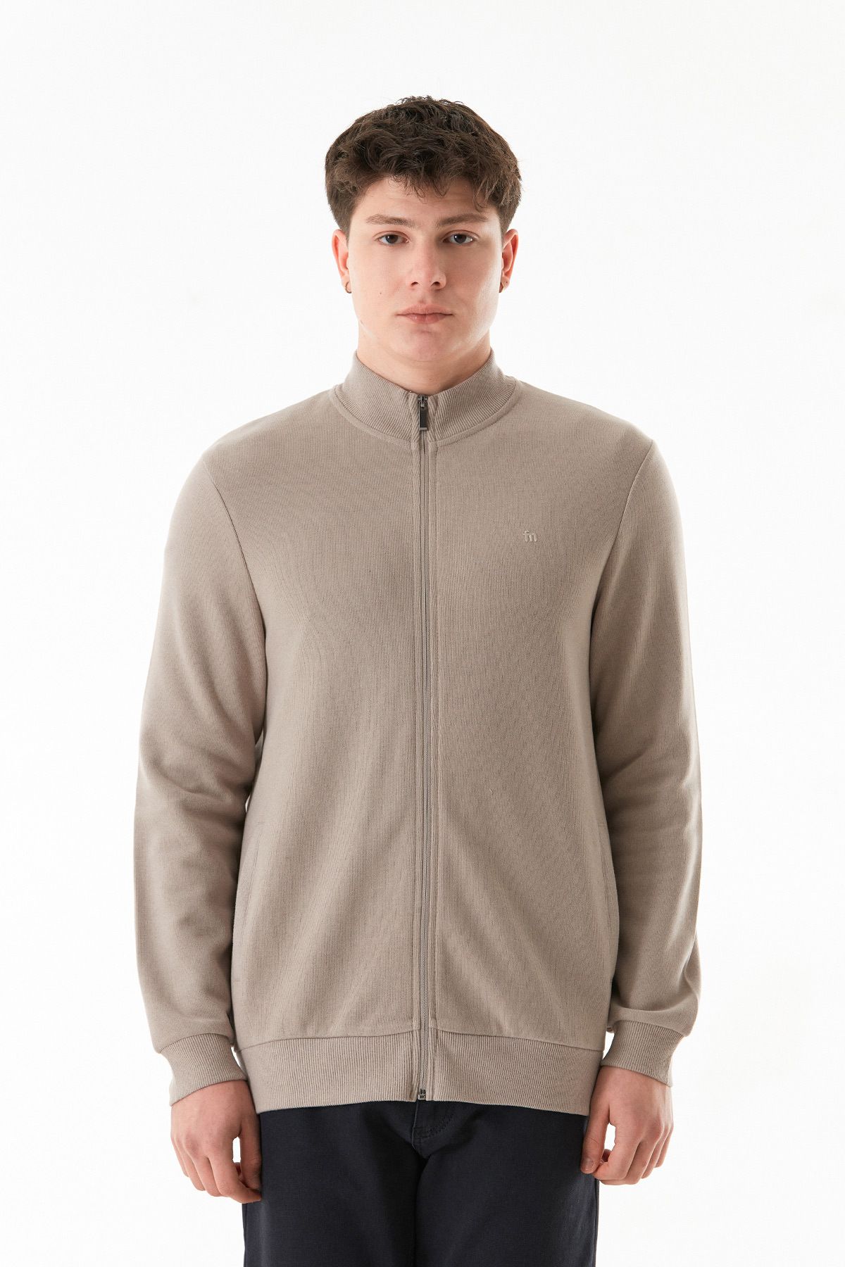 Fulla Moda-Zippered Stand Collar Sweatshirt 6