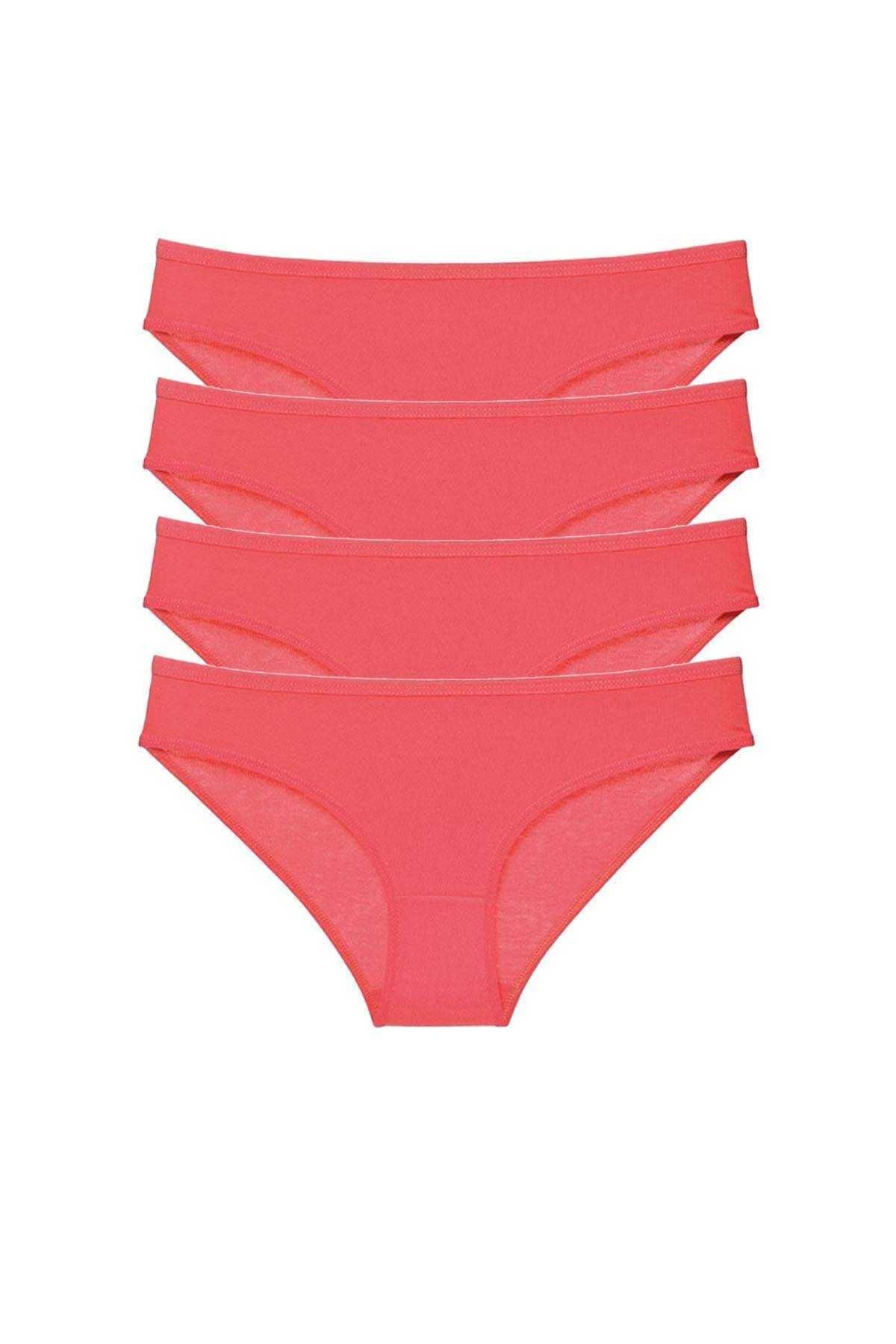 POLEXP 4 adet Süper Eko Set Likralı Kadın Slip Külot Fuşya