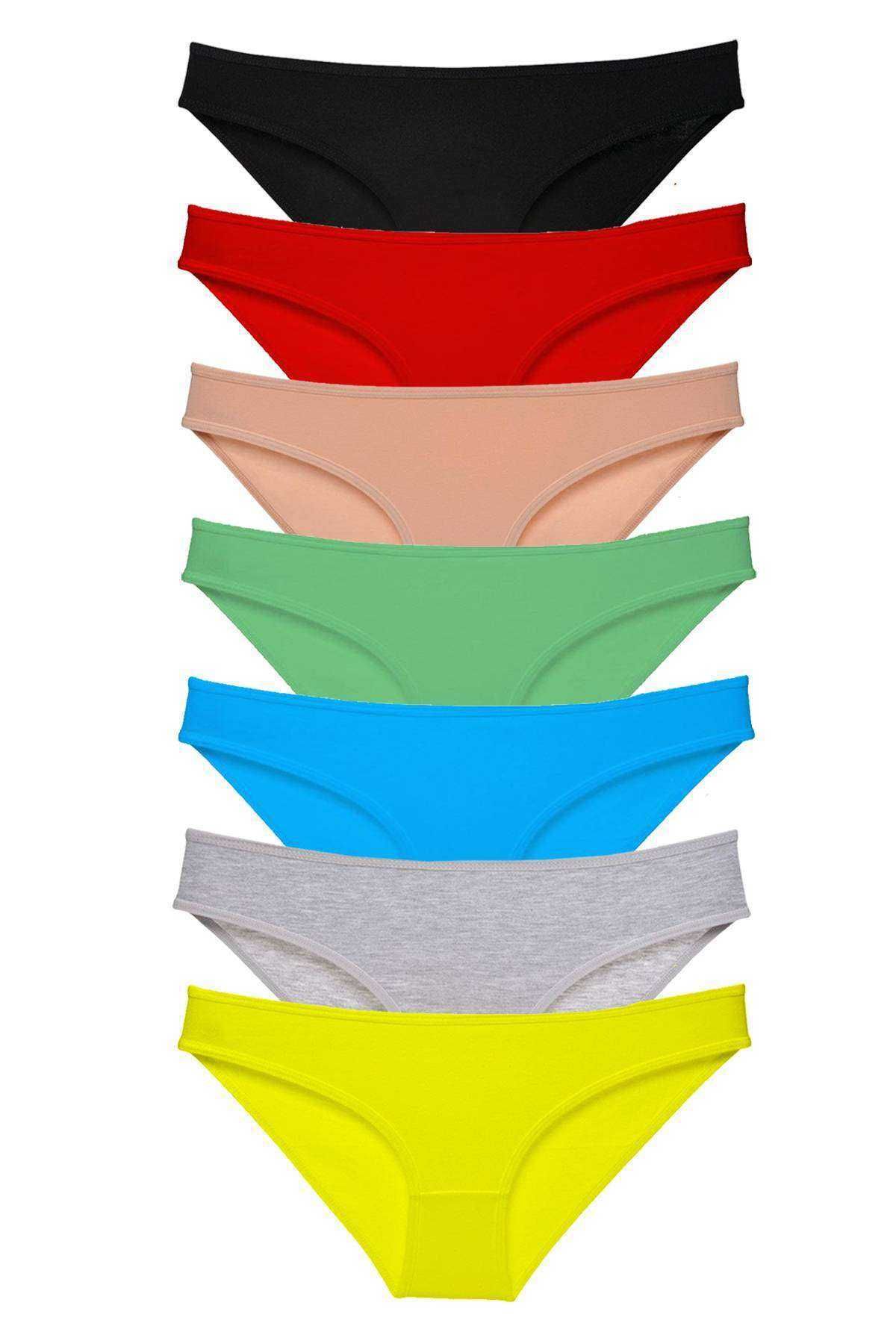 POLEXP 7 adet Süper Eko Set Likralı Kadın Slip Külot Çok Renkli