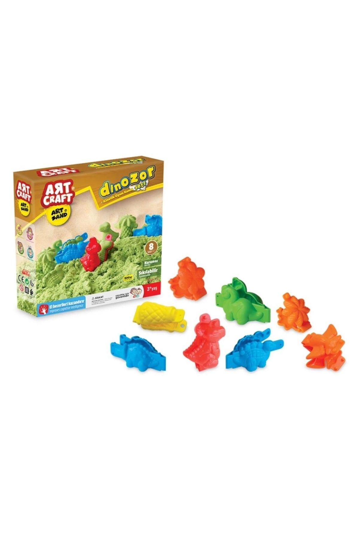 Basic Fun Çocuk 03613 Artsand Dinozor Kum Seti 500 gr -Dede