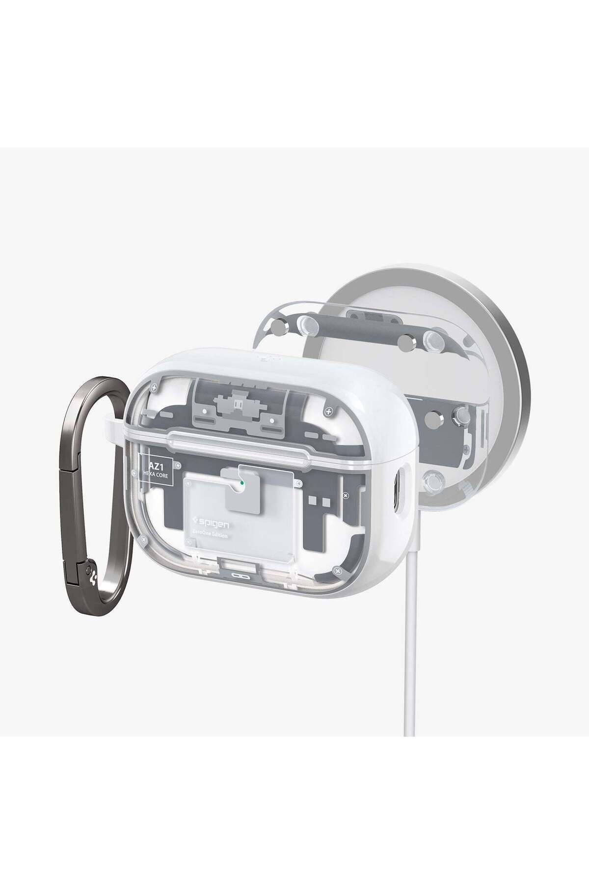 Spigen-AirPods Pro (2Nd Generation) Compatible Case Ultra Hybrid Zero One White with Magfit Magsafe - Ac 6
