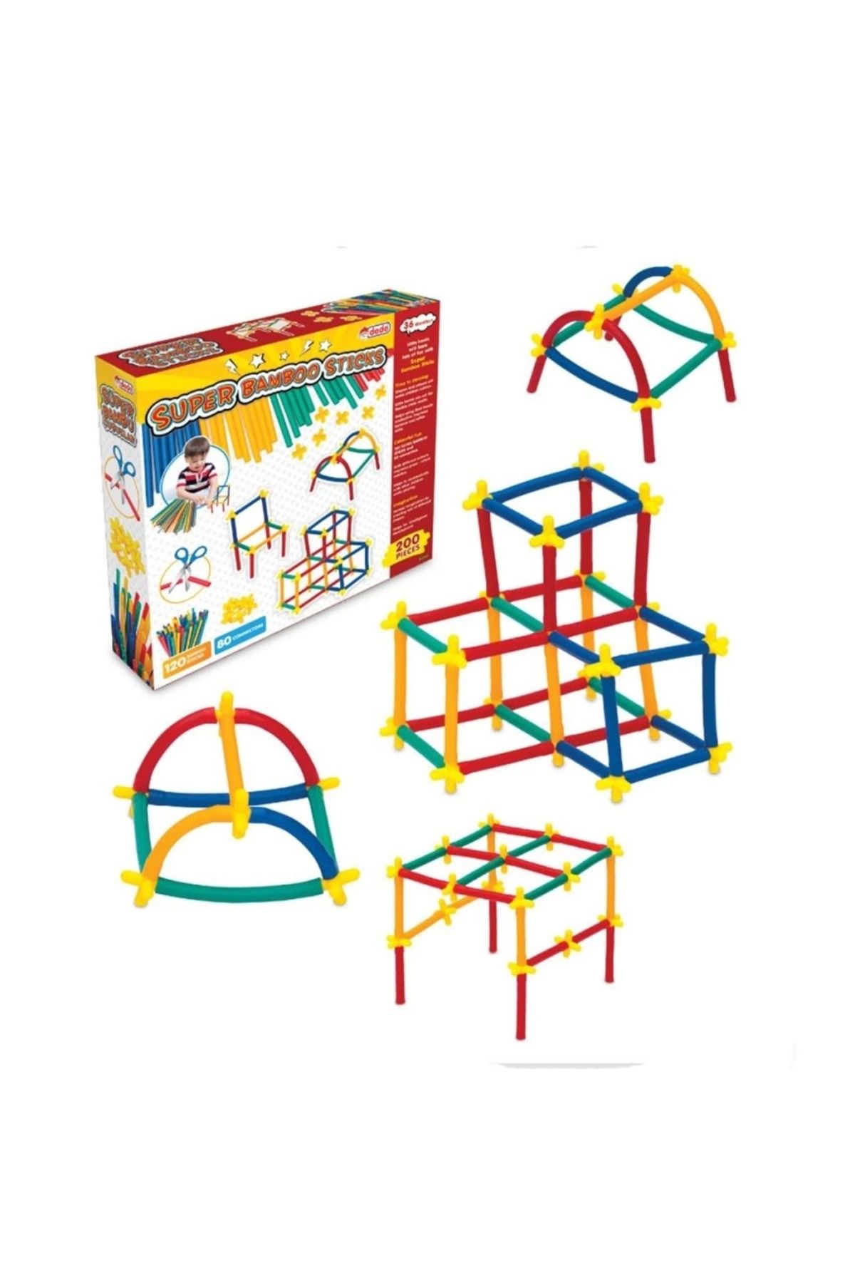 Basic Fun Çocuk 03461 Süper Bambu Çubukları 200 Parça -Dede