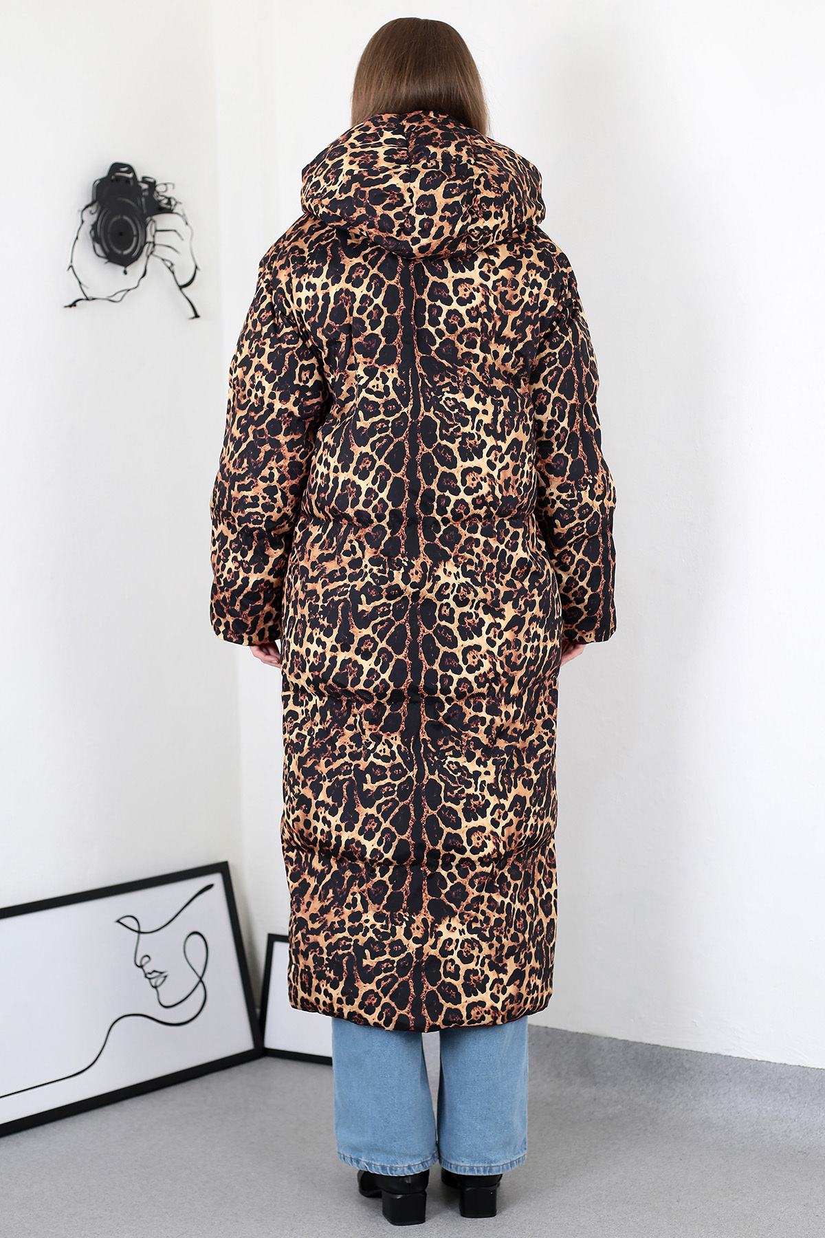 ZEND POLO  leopar çift taraflı mont - Görsel 4