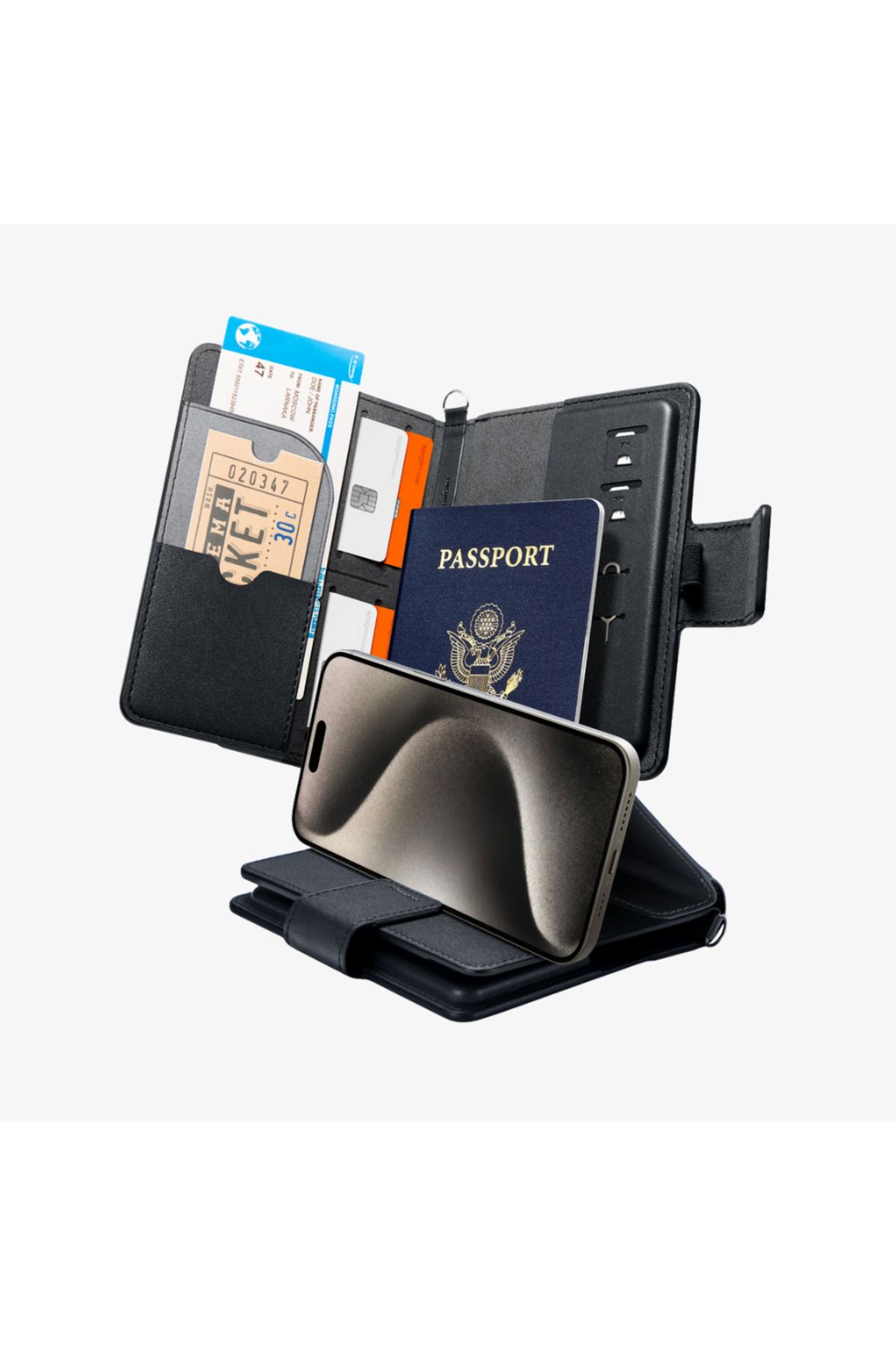 کیف پول مردانه و زنانه CASEOLOGY NANO POP STAND + گذرنامه Spigen