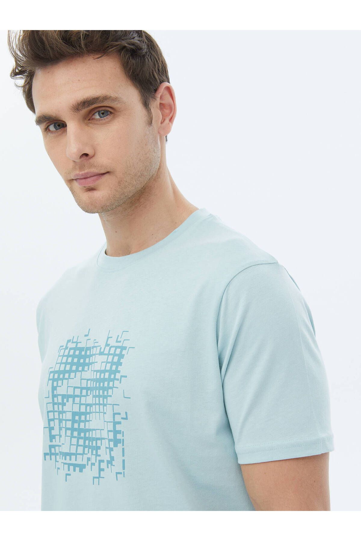 Kip-Crew Neck Mint Printed 100% Cotton T-Shirt 6