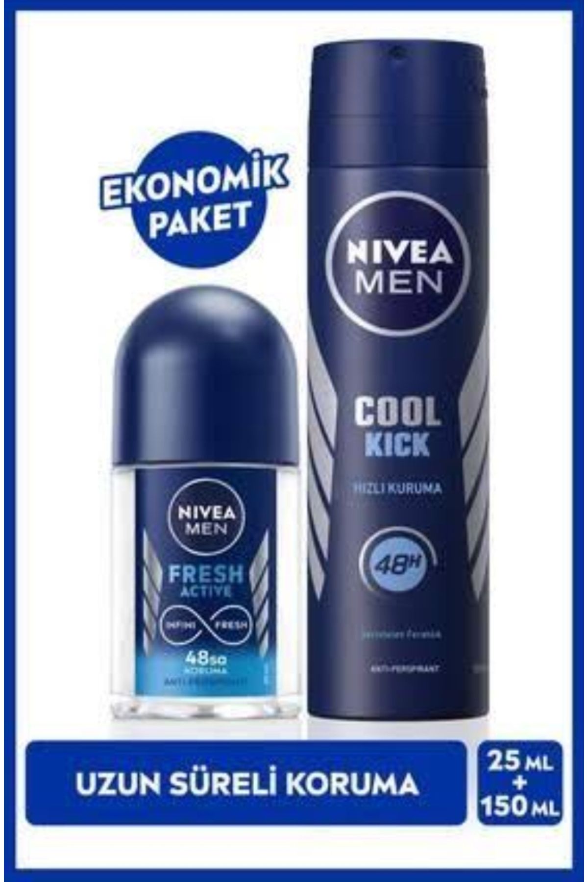 NIVEA Men Cool Kick Deo 150 ml Fresh Active Mini Roll-on Hediyeli