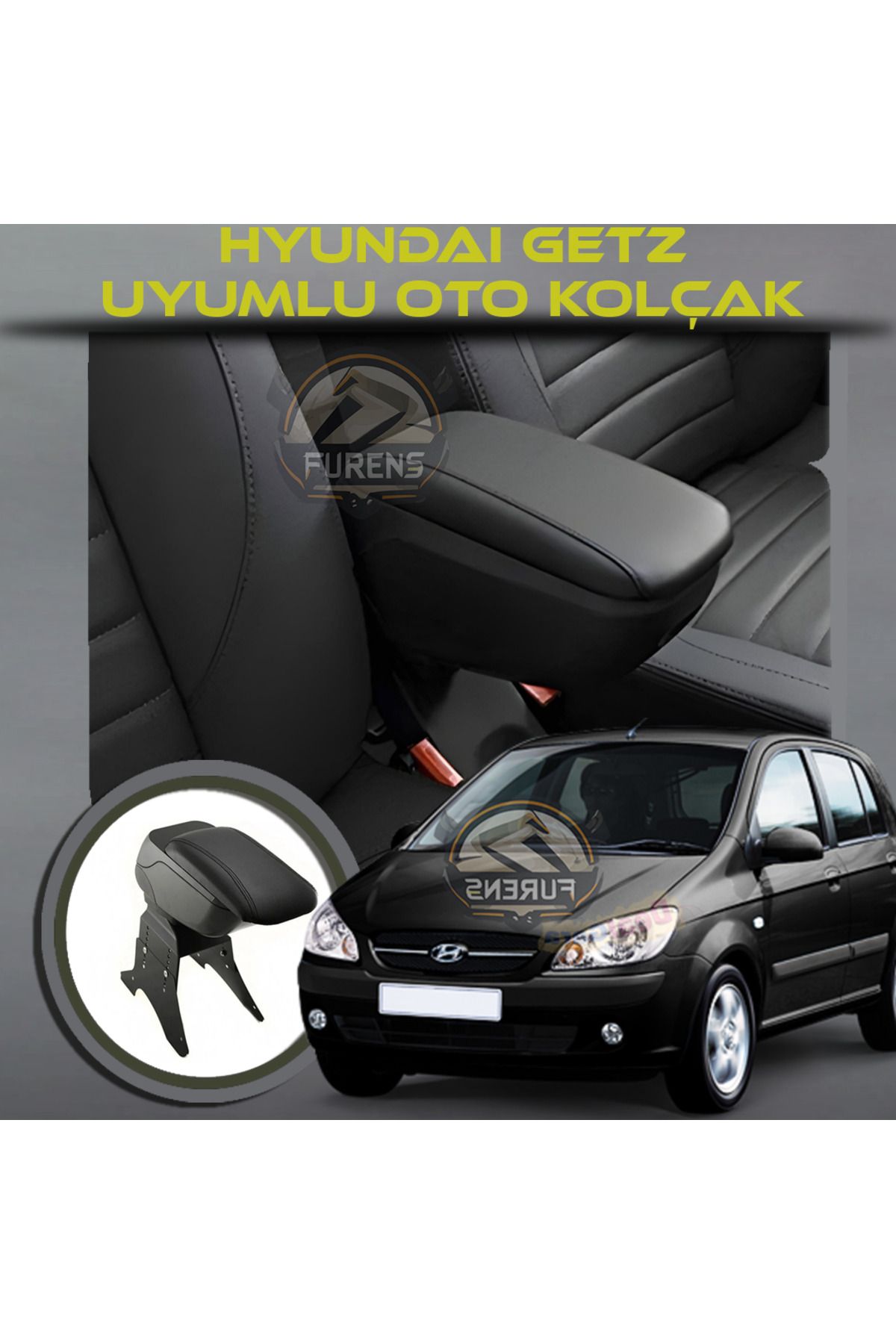 STS Oto Aksesuar Hyundai Getz Uyumlu Kol Dayama Ve Kolçak Sürgülü Bardaklıklı Ayarlanabilir Siyah Deri