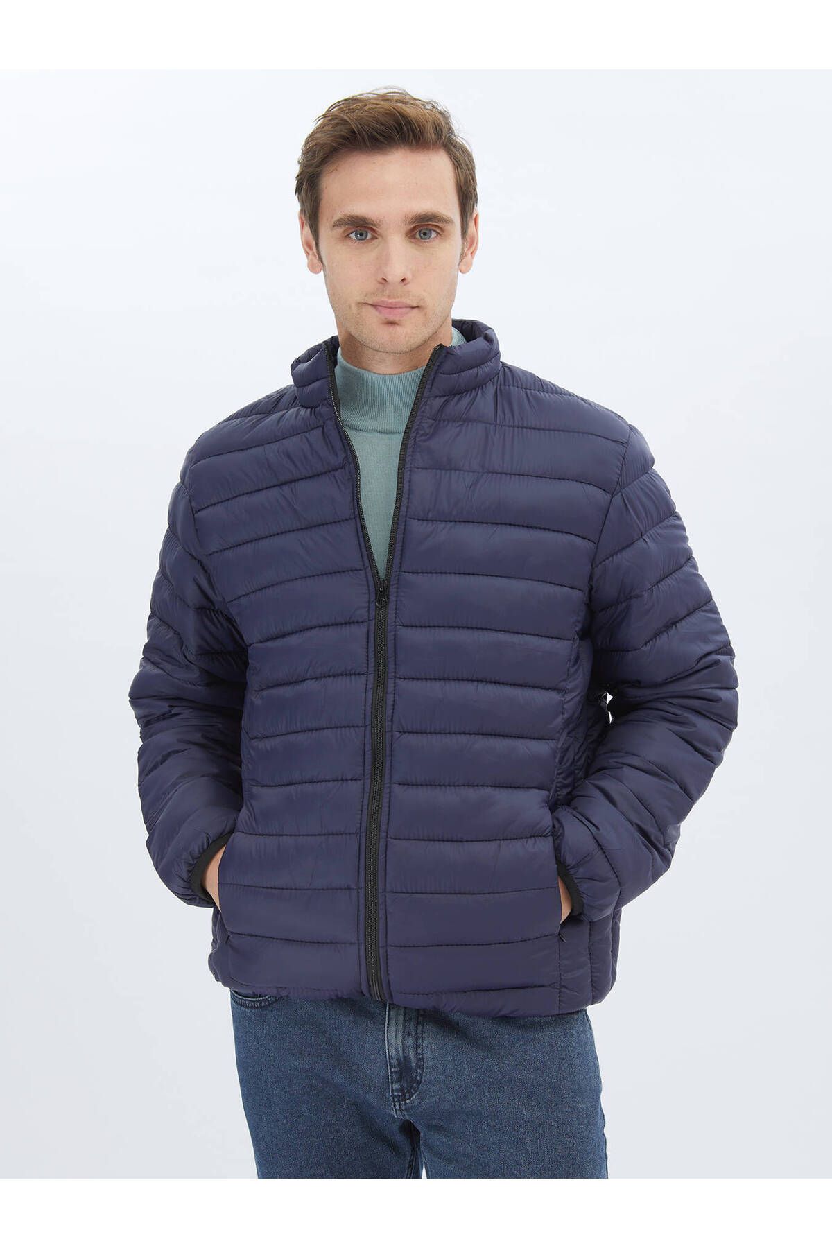 Kip-Navy Blue Woven Coat 1