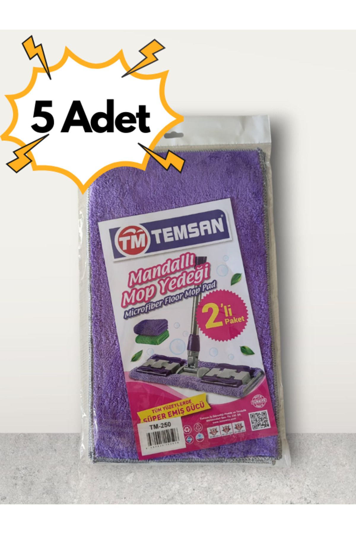 TM Temsan Temsan Mandallı Yedek Mop 2'li Paket 5 Adet