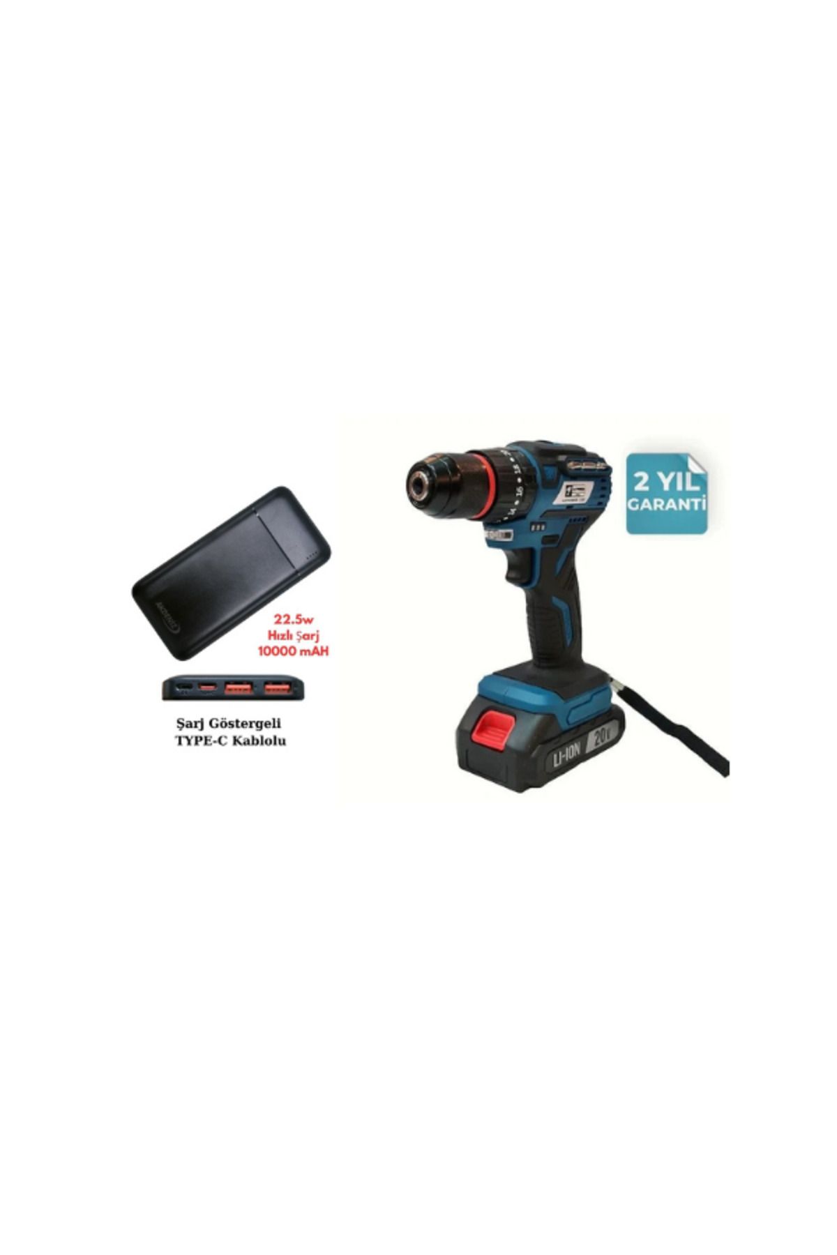 catpowertools Catpower 1320 20V 2.0 Ah Kömürsüz Li-ion Çift Akülü Darbeli+Akdeniz Taşınabilir Şarj Cihazı