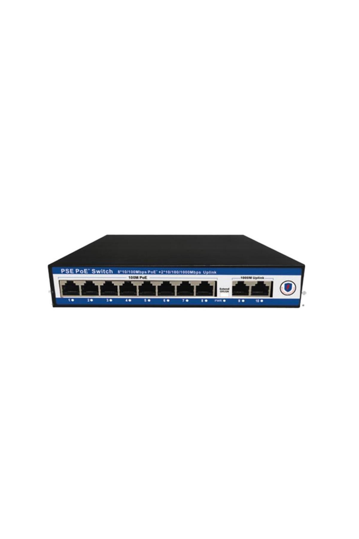 Vobotek Teknoloji Nova NVC-PSE0820G 8 Port Poe+ 10-100 Mbps 2 Port 10-100-1000 Mbps Uplink Switch 120W