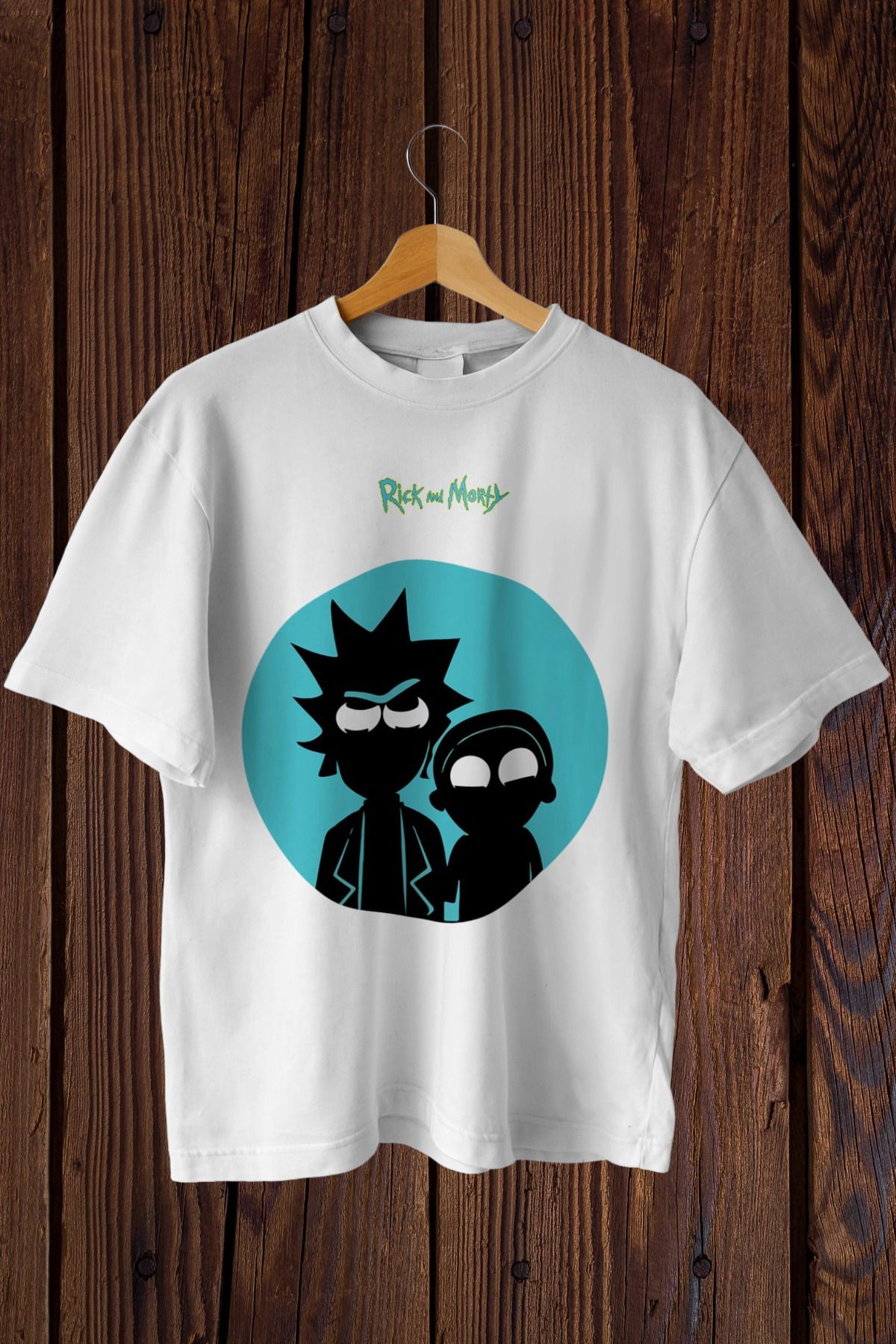 FECCY Pamuklu Rick and Morty Baskılı Oversize T-shirt