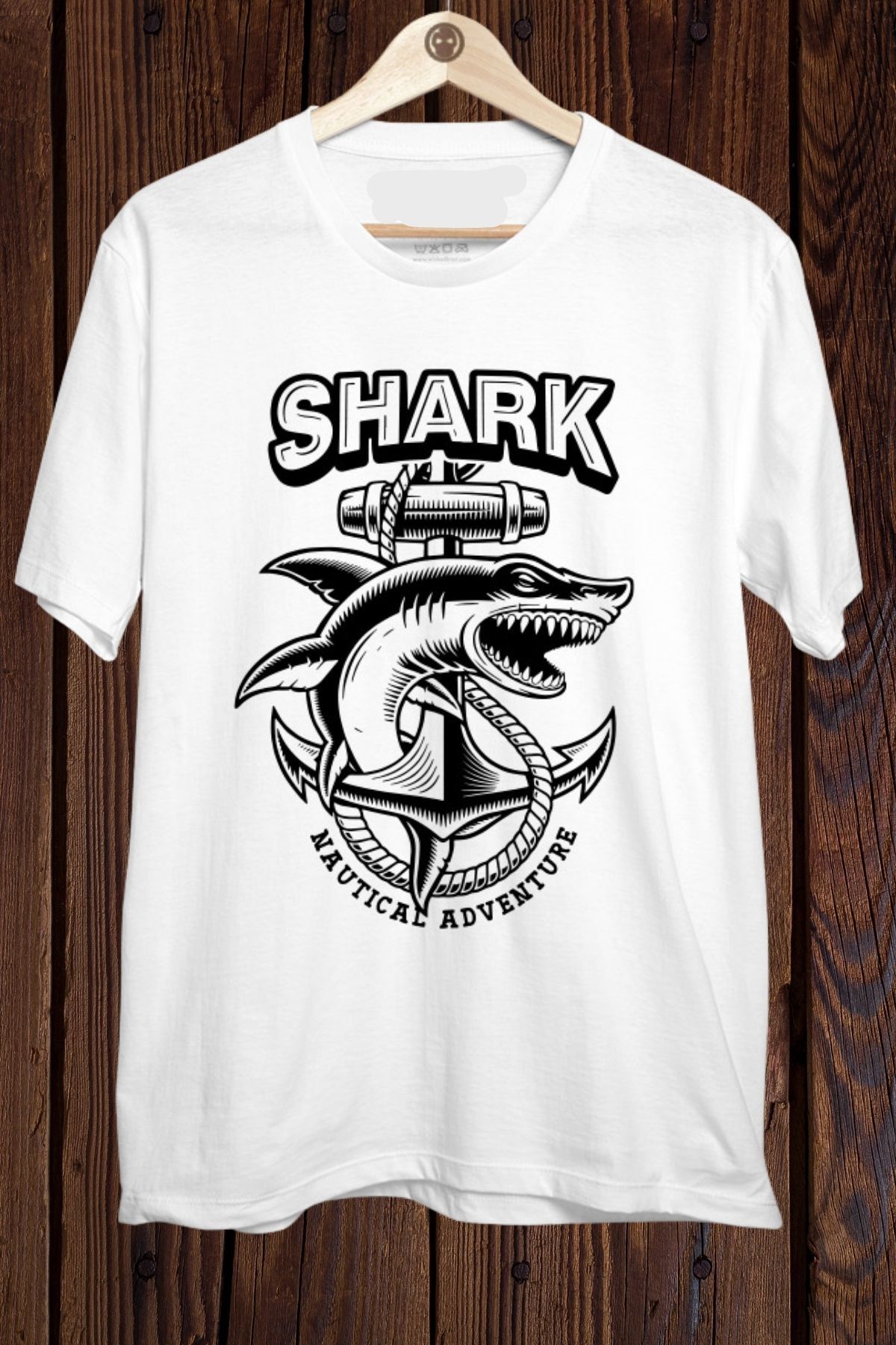 FECCY Pamuklu SHARK NAUTICAL ADVENTURE Baskılı Oversize T-shirt