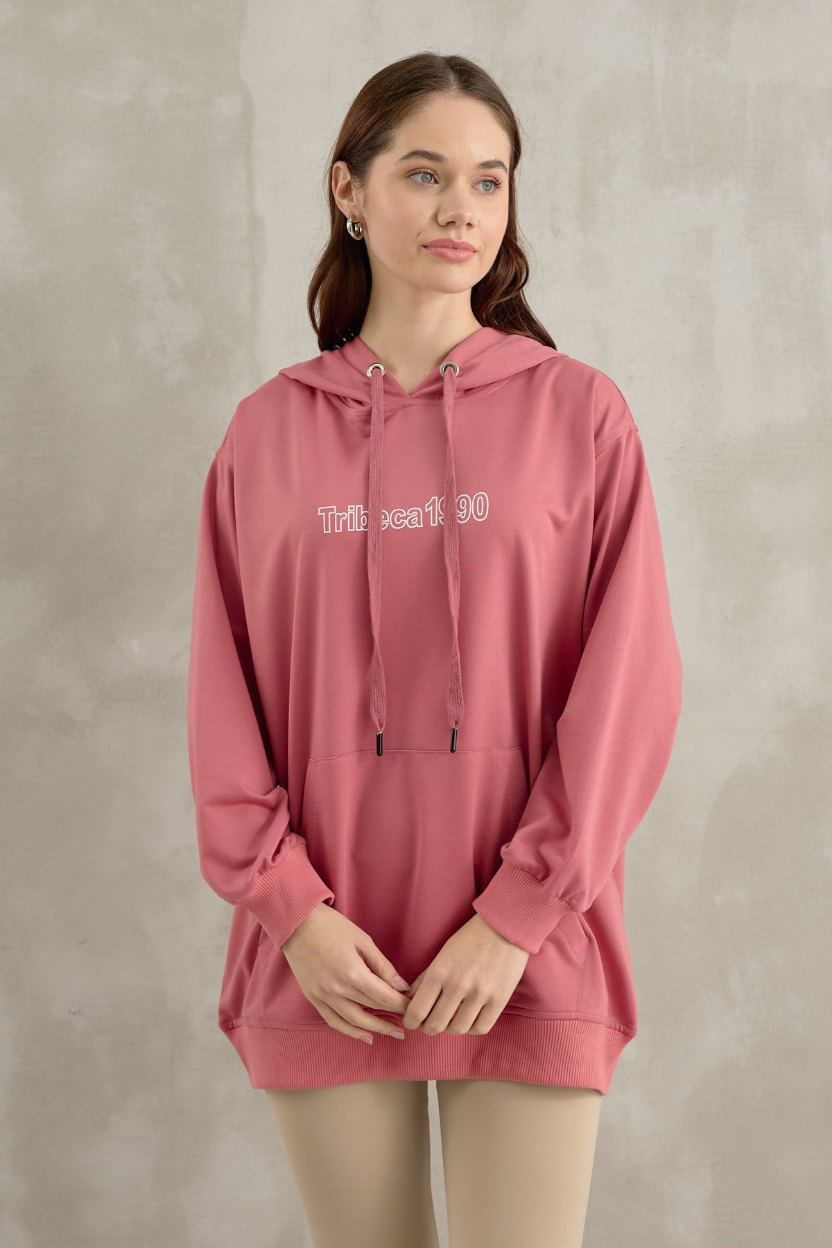 DİVİNE LİNE Kadın Tribeca Baskı Detaylı Kanguru Sweatshirt