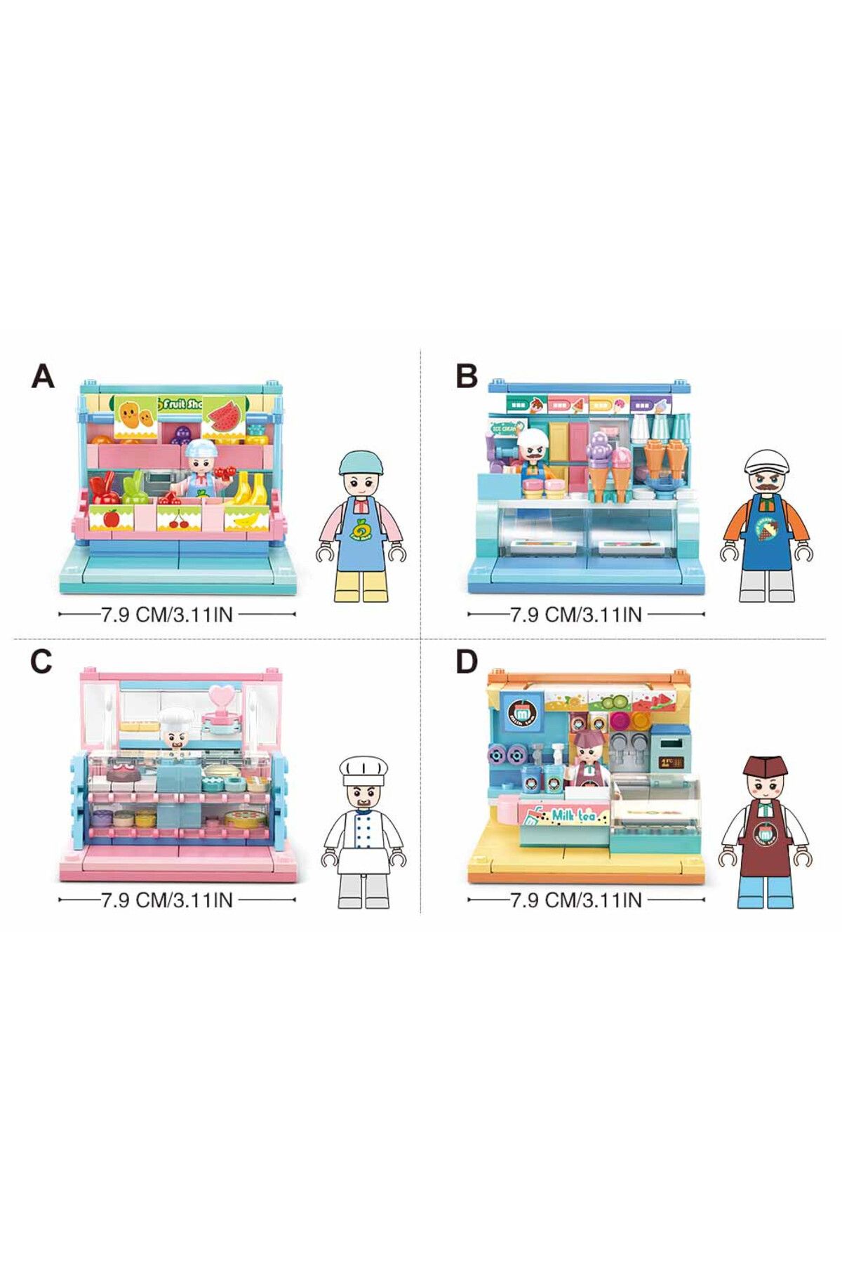 Sluban-Mini Handcraft Series - Shops Building Blocks (8 in One Box) With Mini Figures 2