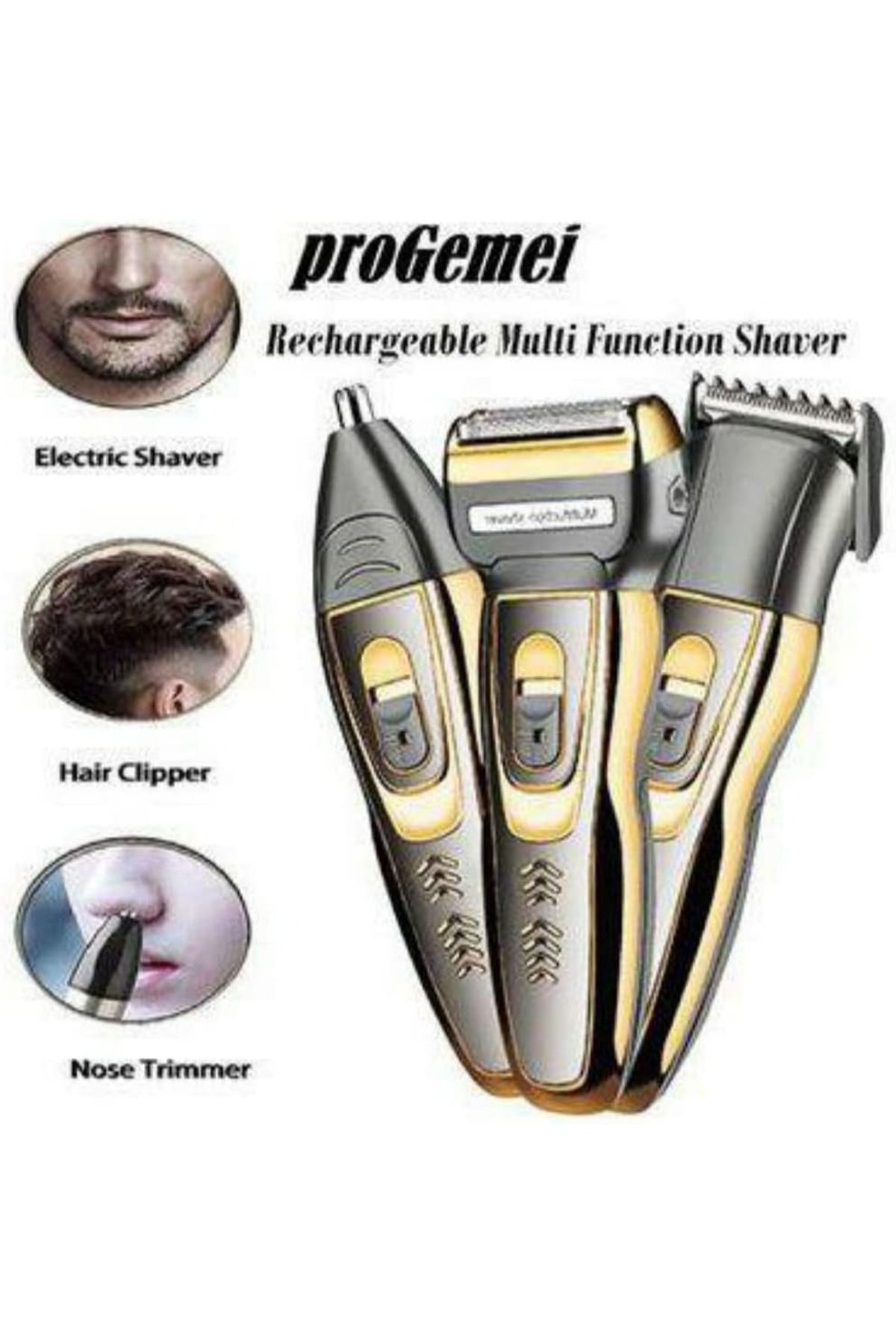 YOKO-3-In-1 Rechargable Trimmer Black/Gold 2