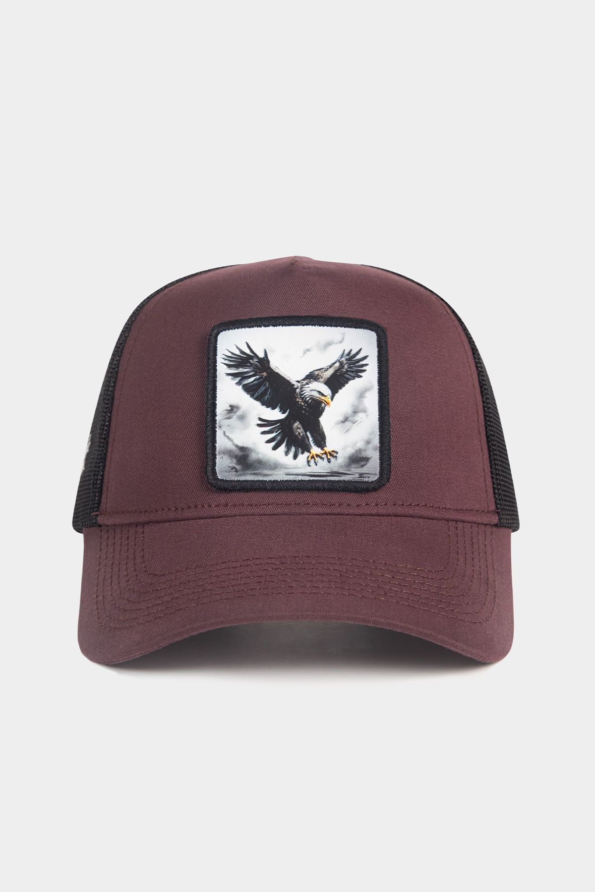 BlackBörk V1 Trucker Kartal - 6 Kod Logolu Unisex Kahve - Siyah Fileli Şapka (Cap)