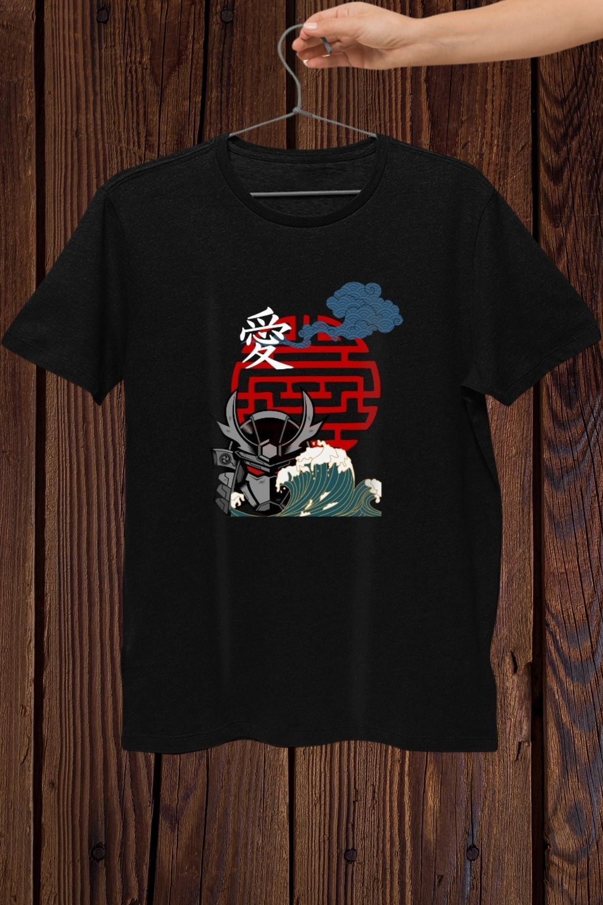 FECCY Pamuklu Samurai Baskılı Oversize T-shirt