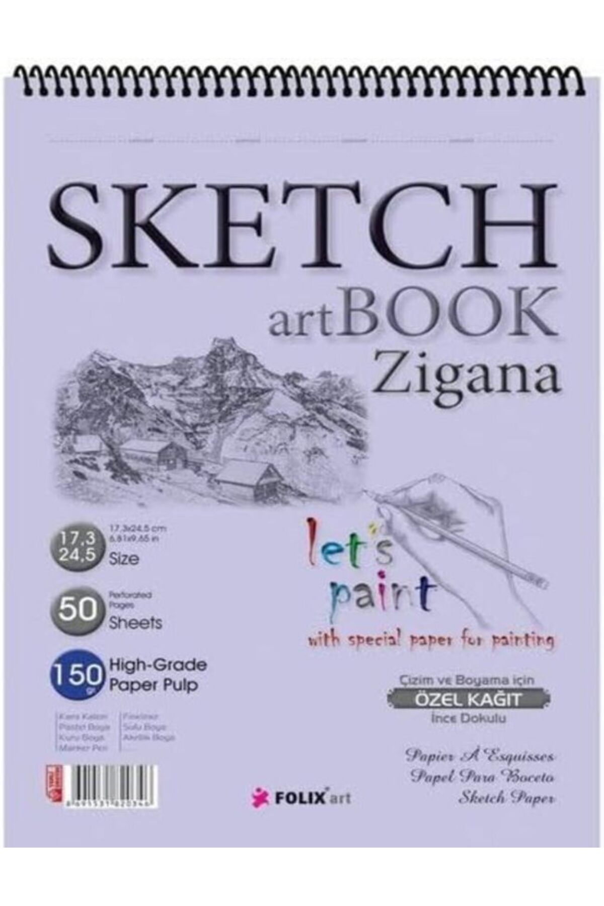 Andofis A5 Spiralli Sketchbook 150 Gr. 50 Yaprak Eskiz Defteri