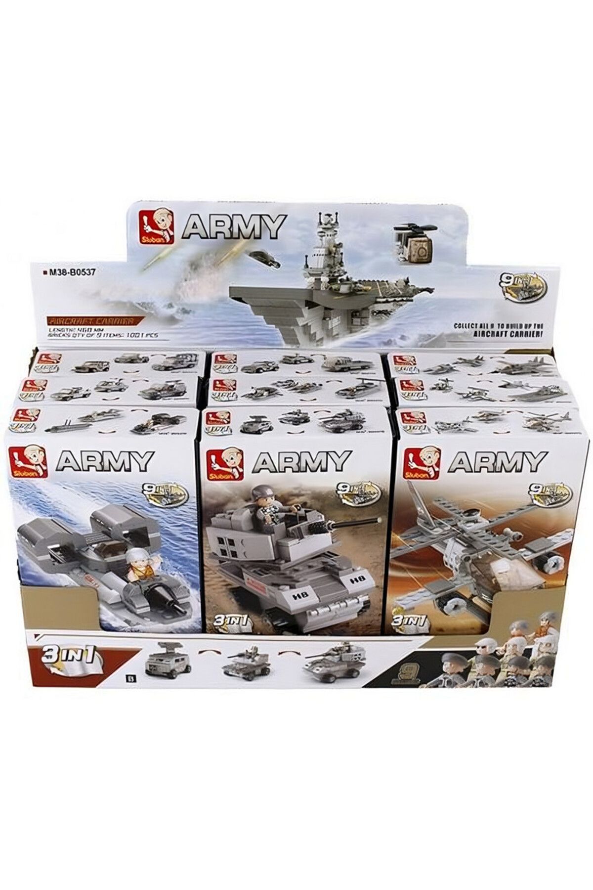 Sluban-Army Series - Aircraft Carrier 9 Into 1 Building Block with Mini Figures 3