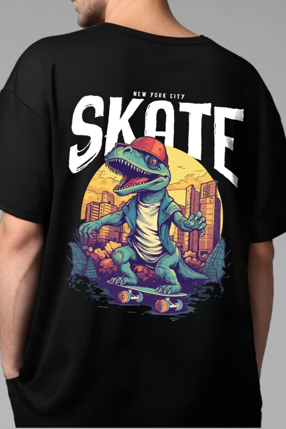 FECCY Pamuklu Skate Baskılı Oversize T-shirt