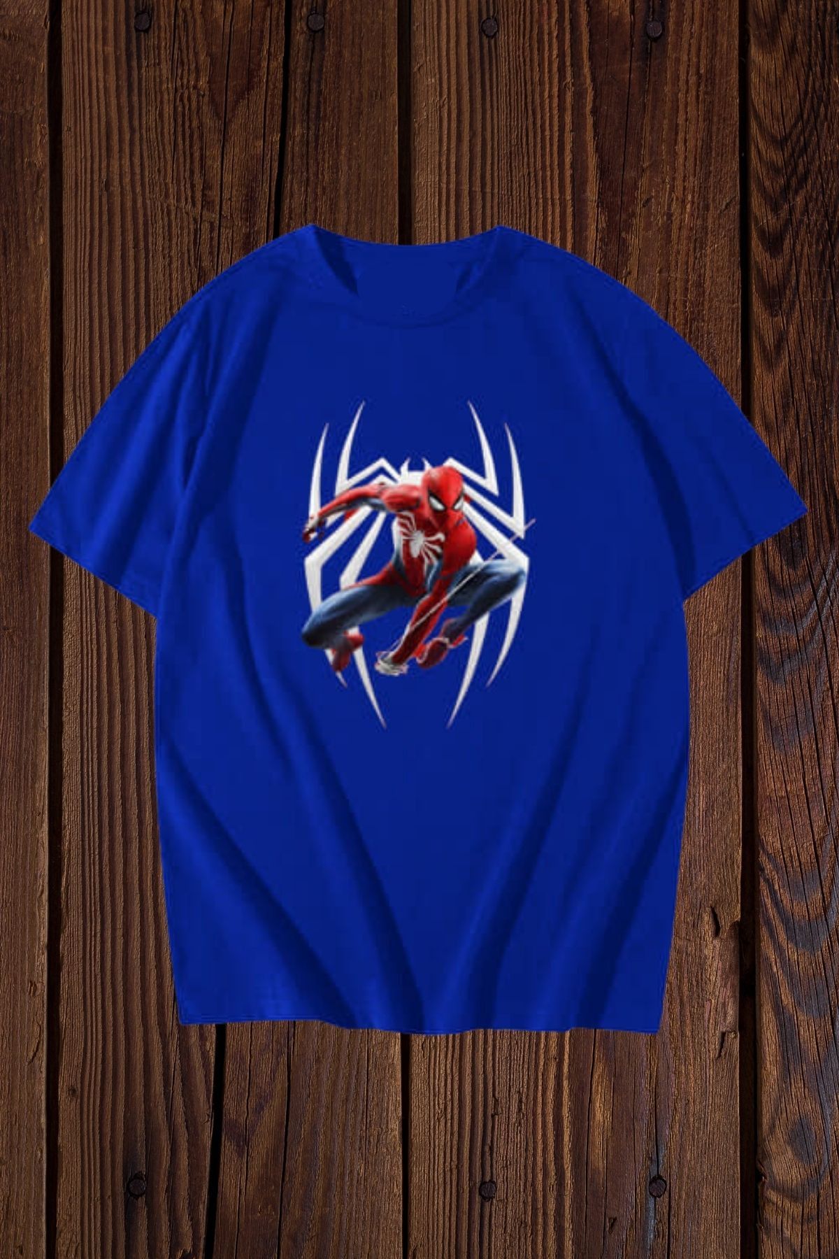 FECCY Pamuklu Spider-Man Baskılı Oversize T-shirt