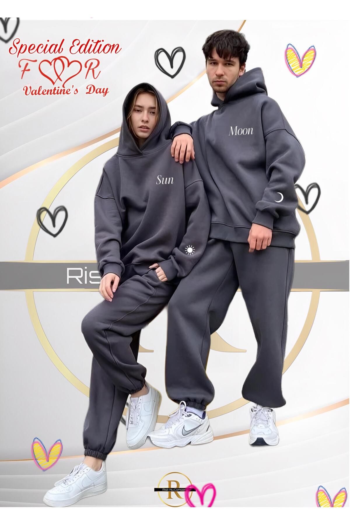 Risil-Nu Company Sevgililer Gününe Özel Çift Kombin İkili Sweatshirt Takımı