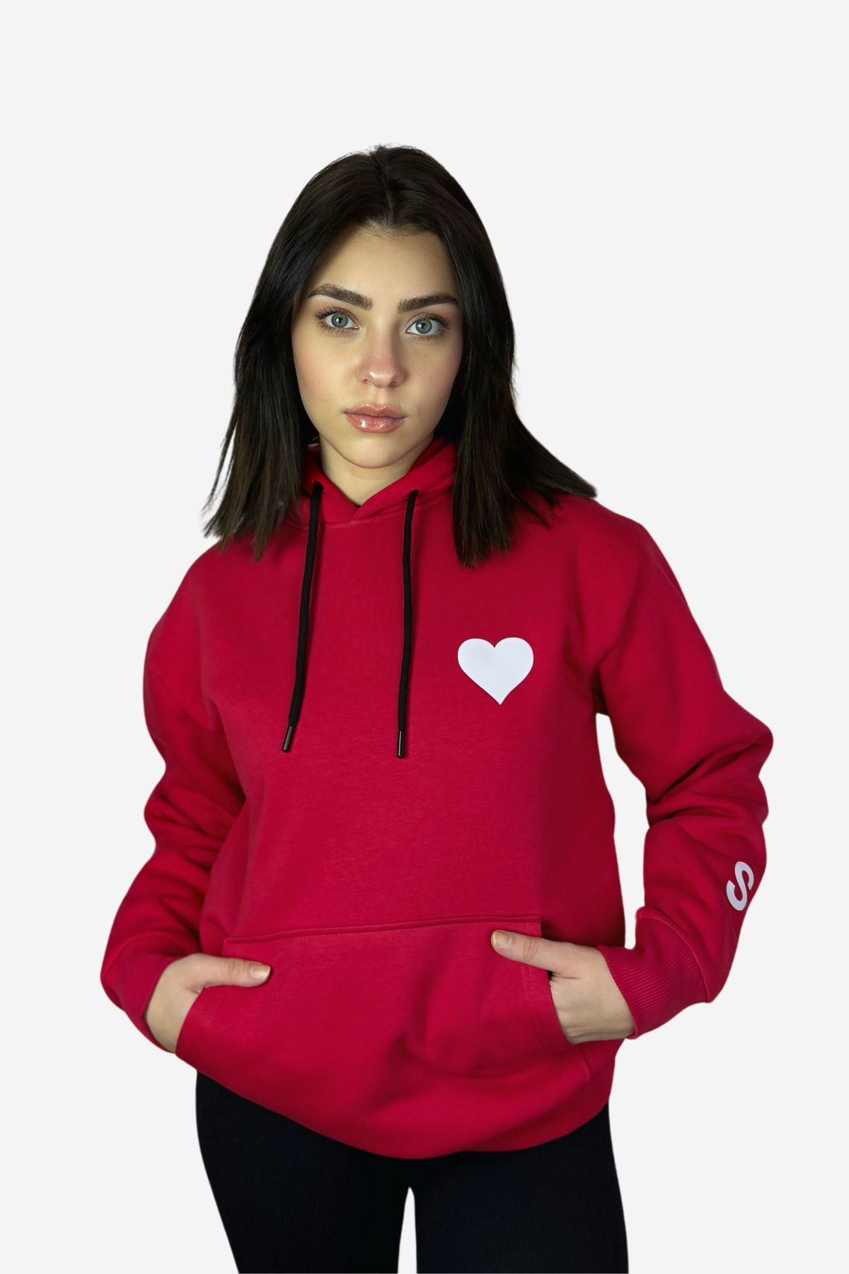 Butik Sevgililer Günü Kişiye Özel Harfli Kişiye Özel Pamuklu Oversize Kalpli Sweatshirt